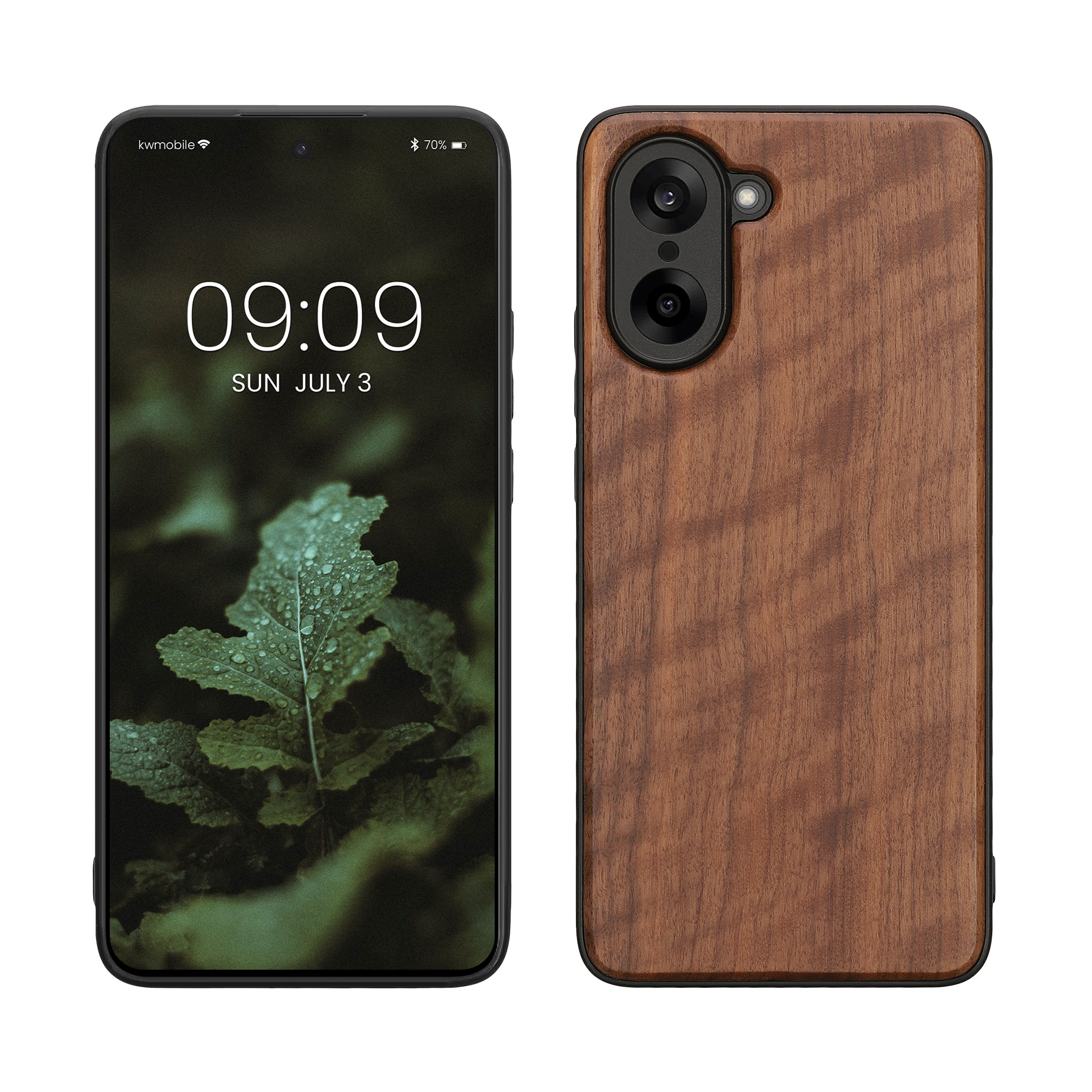 Dřevěný kryt kwmobile pro OnePlus Nord CE5, tmavě hnědá