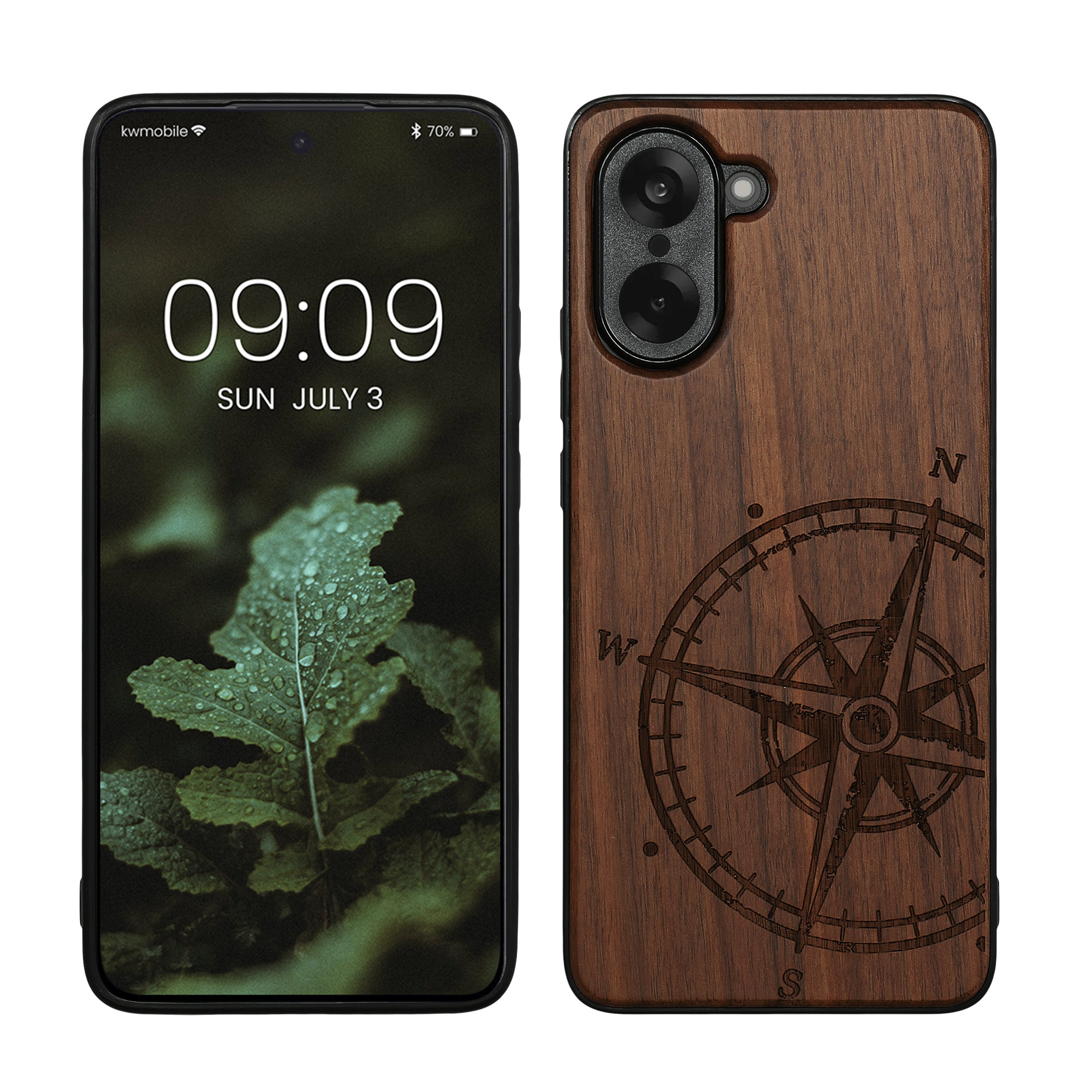 Dřevěný kryt kwmobile pro OnePlus Nord CE5, tmavě hnědá