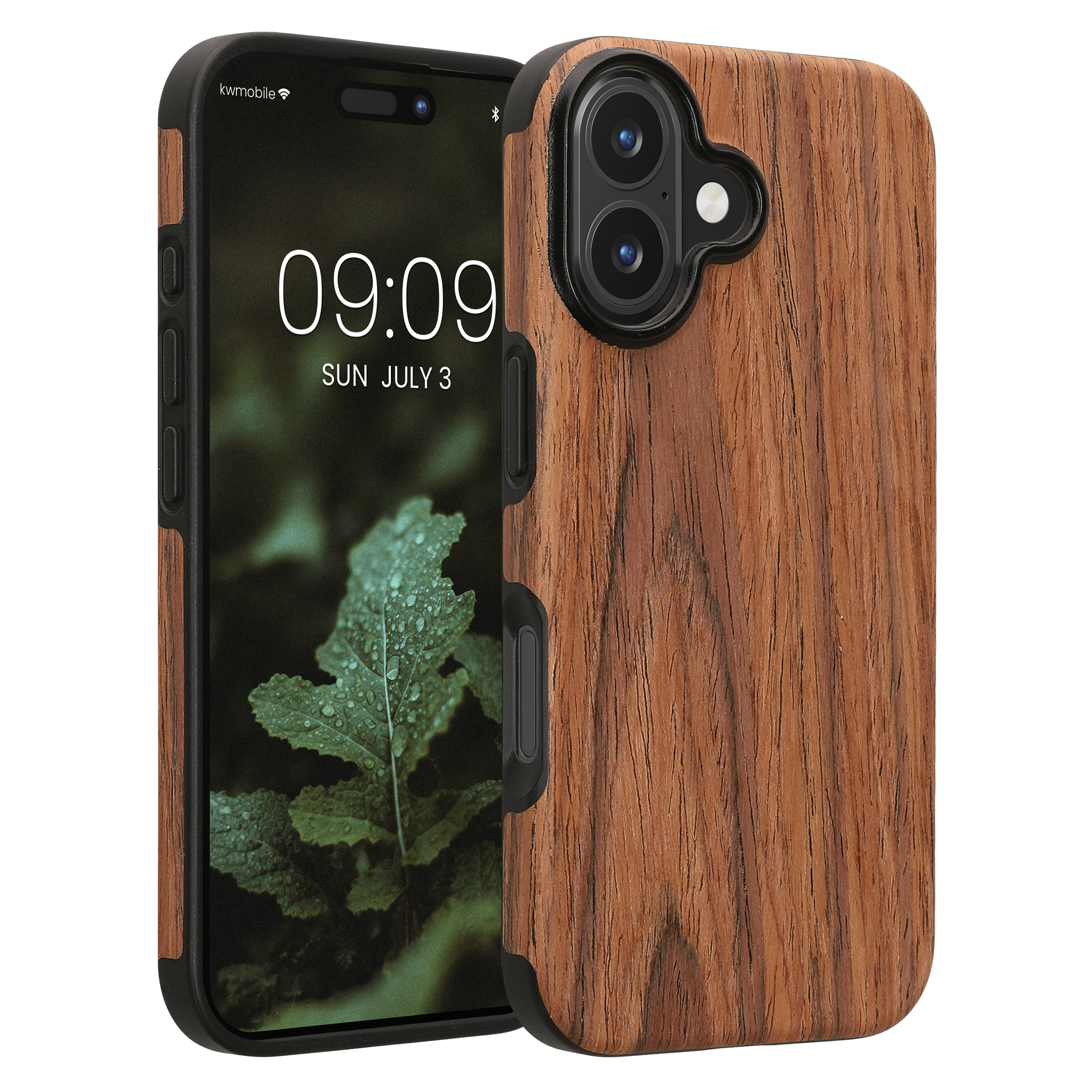 Pouzdro s dřevěným vzhledem pro Apple iPhone 16 kwmobile dřevěné - dřevěný vzor, hnědá