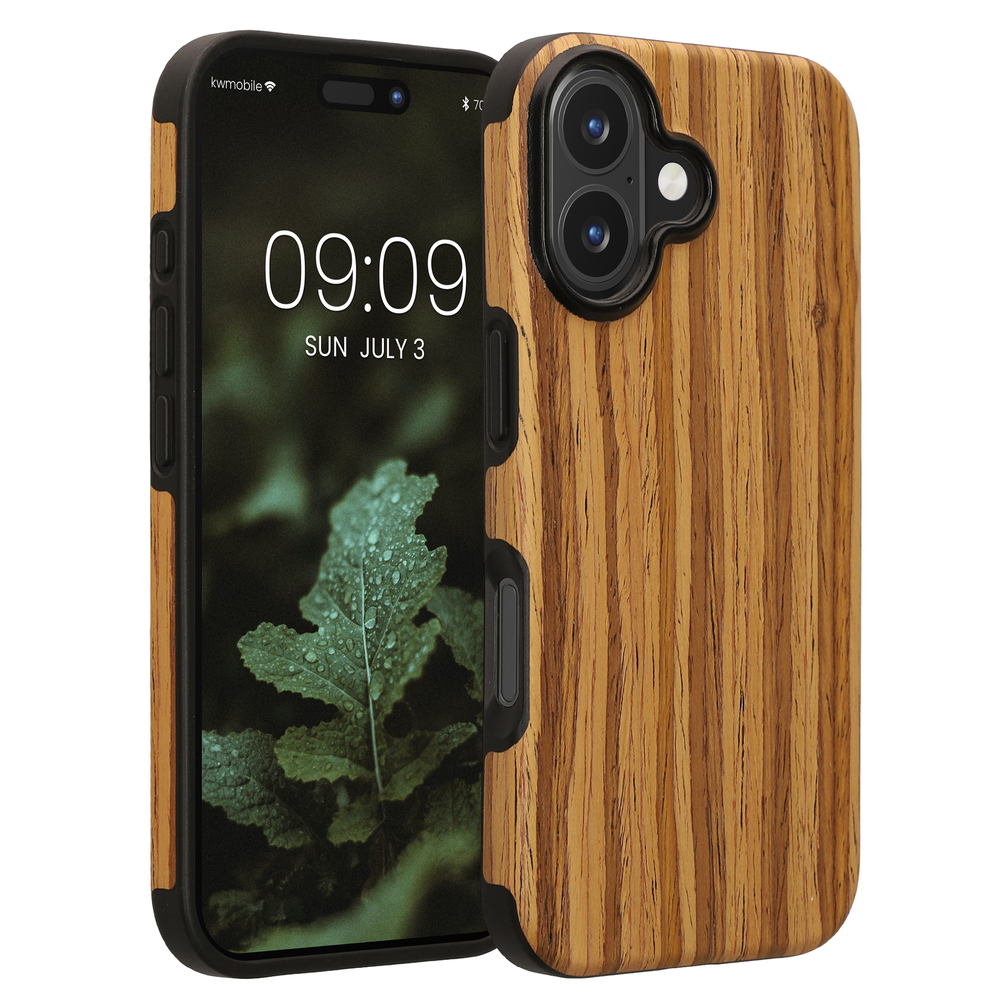 Pouzdro s dřevěným vzhledem pro Apple iPhone 16 kwmobile dřevěné - dřevěný vzor, vintage hnědá