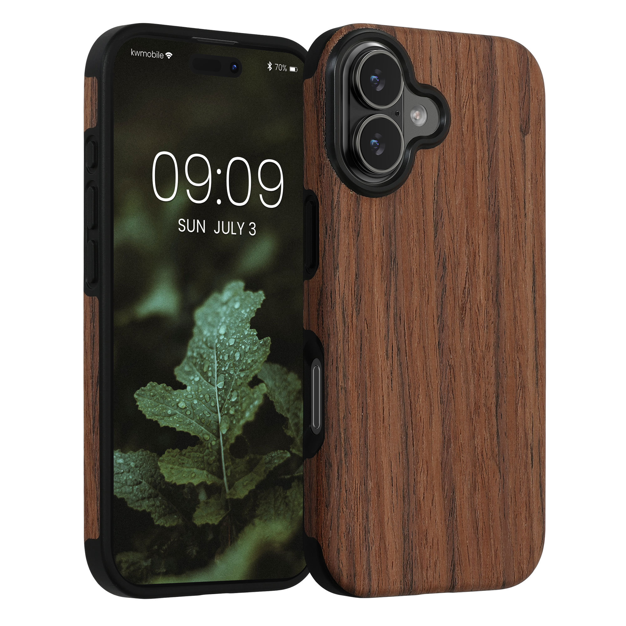 Kryt s dekorem dřeva Kwmobile pro iPhone 17 - hnědý dekor dřeva