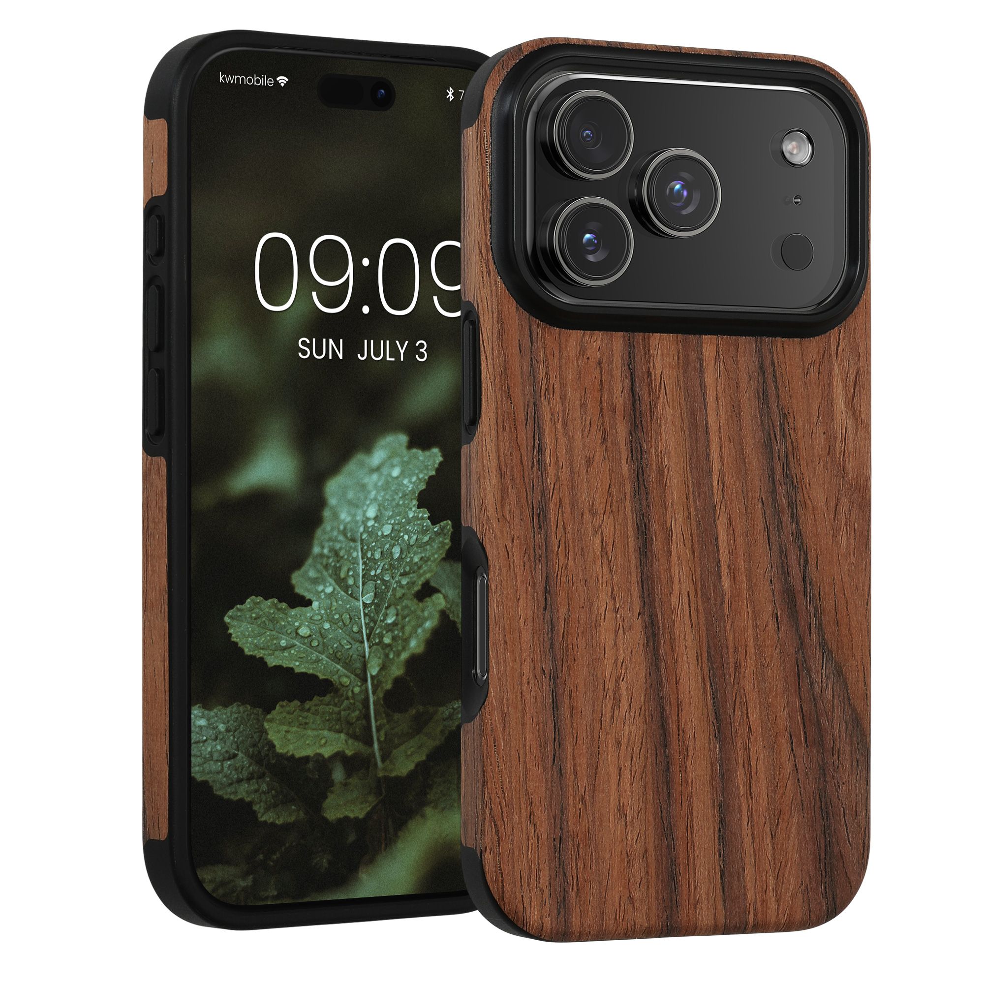 Kryt s dekorem dřeva Kwmobile pro iPhone 17 Pro - hnědý dekor dřeva