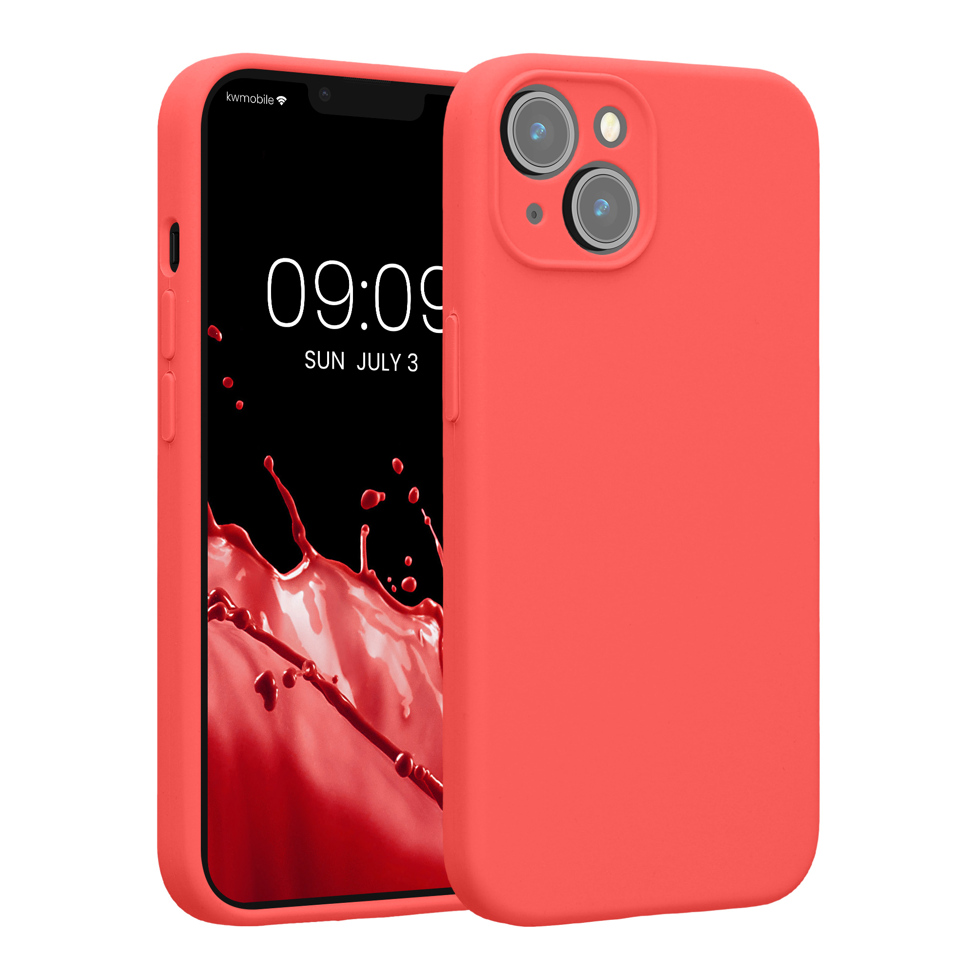 Kryt na mobil iPhone 14 kwmobile tenký soft touch TPU Neon Coral