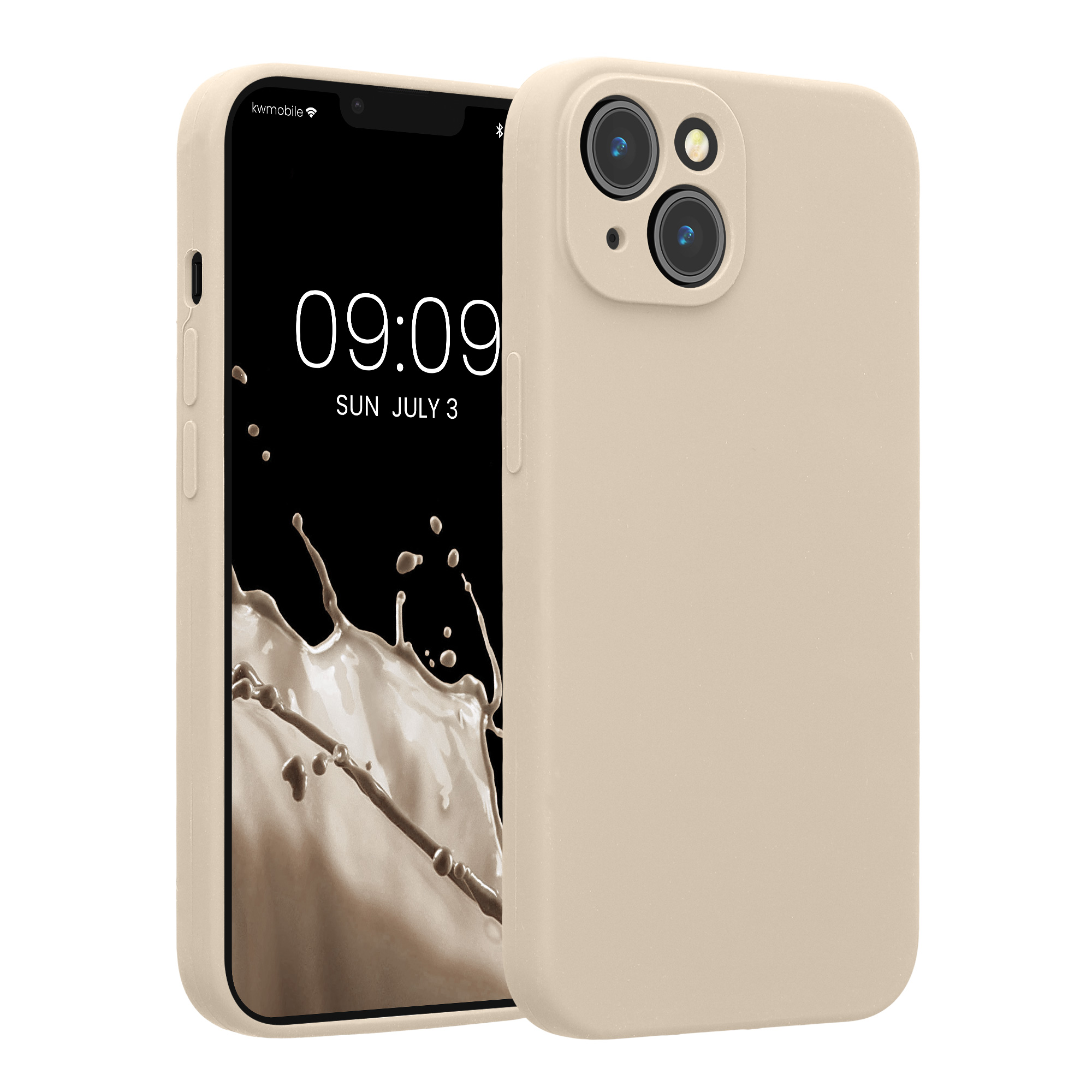 Pouzdro pro Apple iPhone 14 kwmobile tenké Soft Touch silikonové - krémová