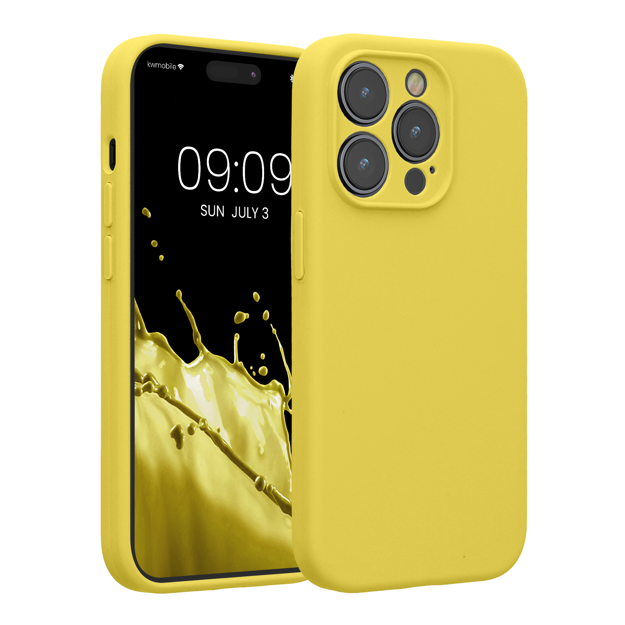 Kryt kwmobile slim soft-touch iPhone 14 Pro žlutá