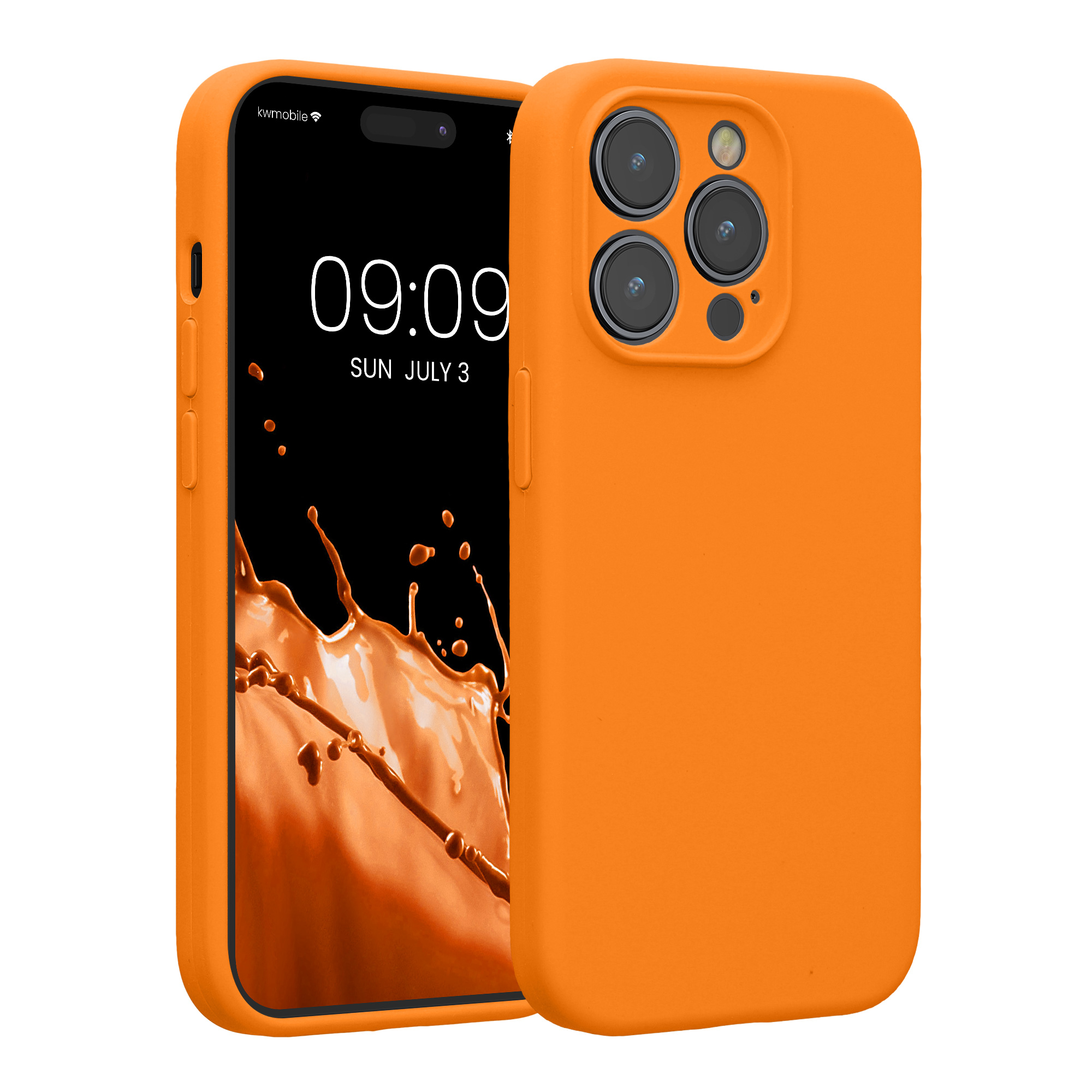 Kryt kwmobile slim soft-touch iPhone 14 Pro oranžová