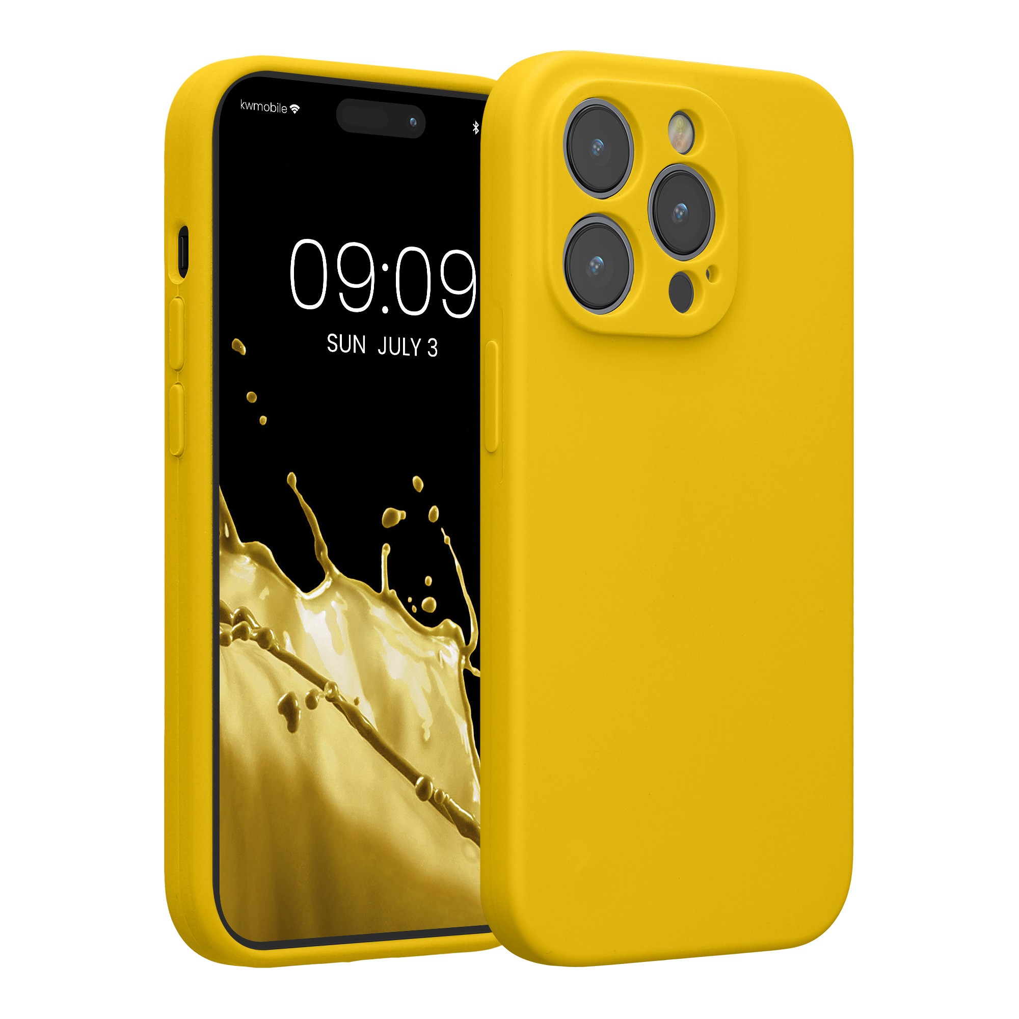 Pouzdro pro Apple iPhone 14 Pro kwmobile tenké silikonové - zářivě žlutá
