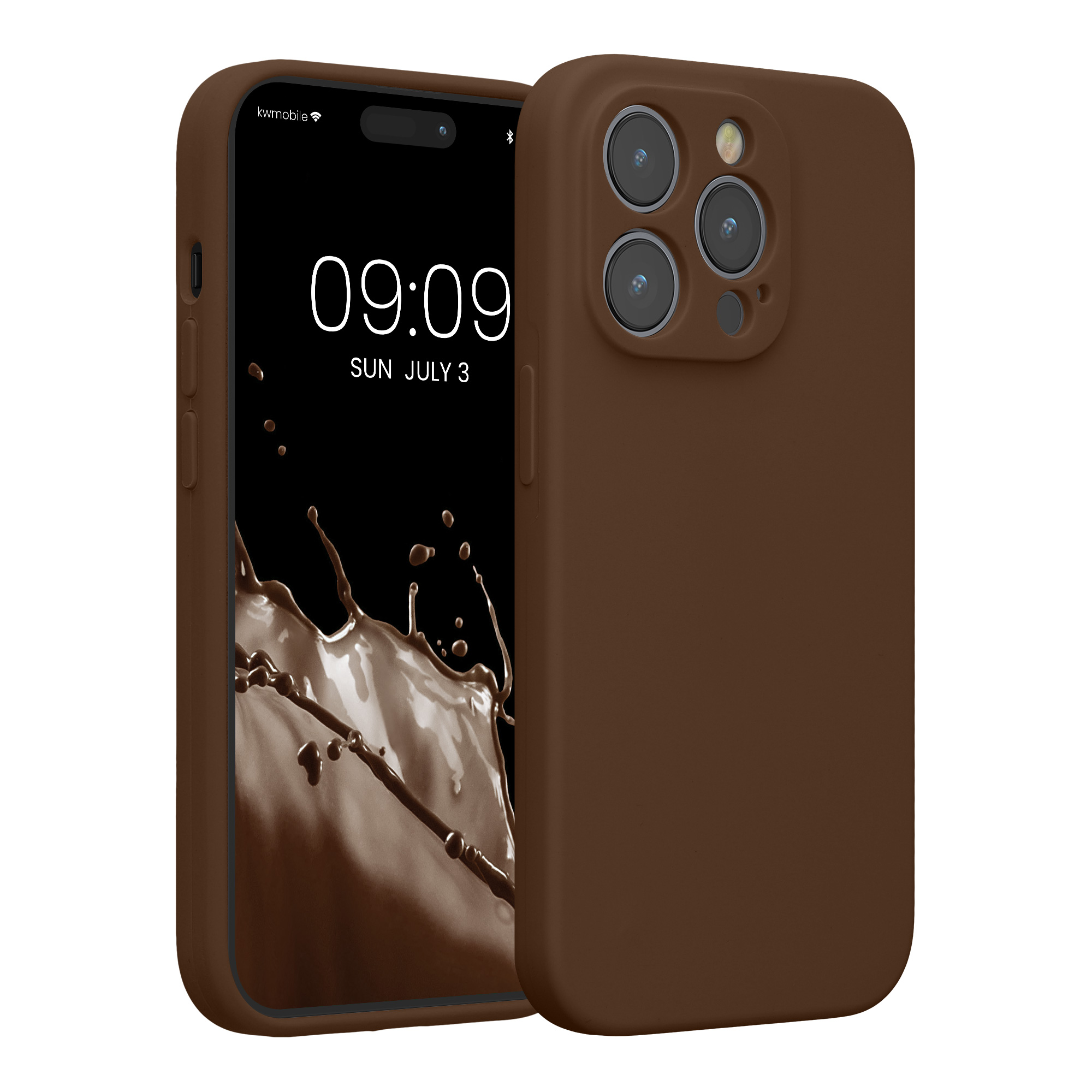 Pouzdro pro Apple iPhone 14 Pro kwmobile tenké silikonové - čokoládová