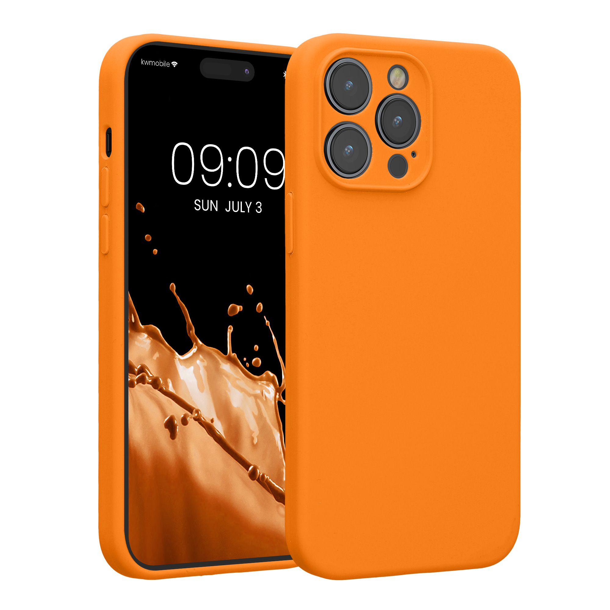 Kryt kwmobile slim soft-touch iPhone 14 Pro Max oranžová