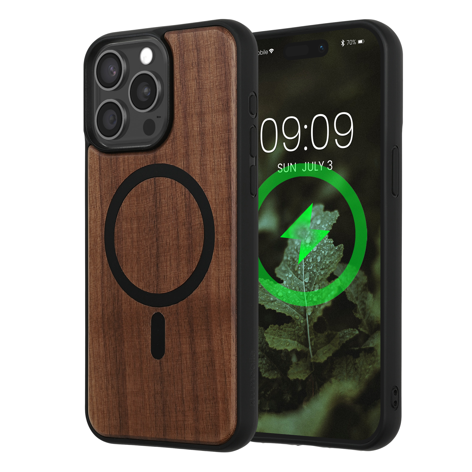 Dřevěný kryt kwmobile pro iPhone 15 Pro Max - tmavě hnědá / černé dřevo