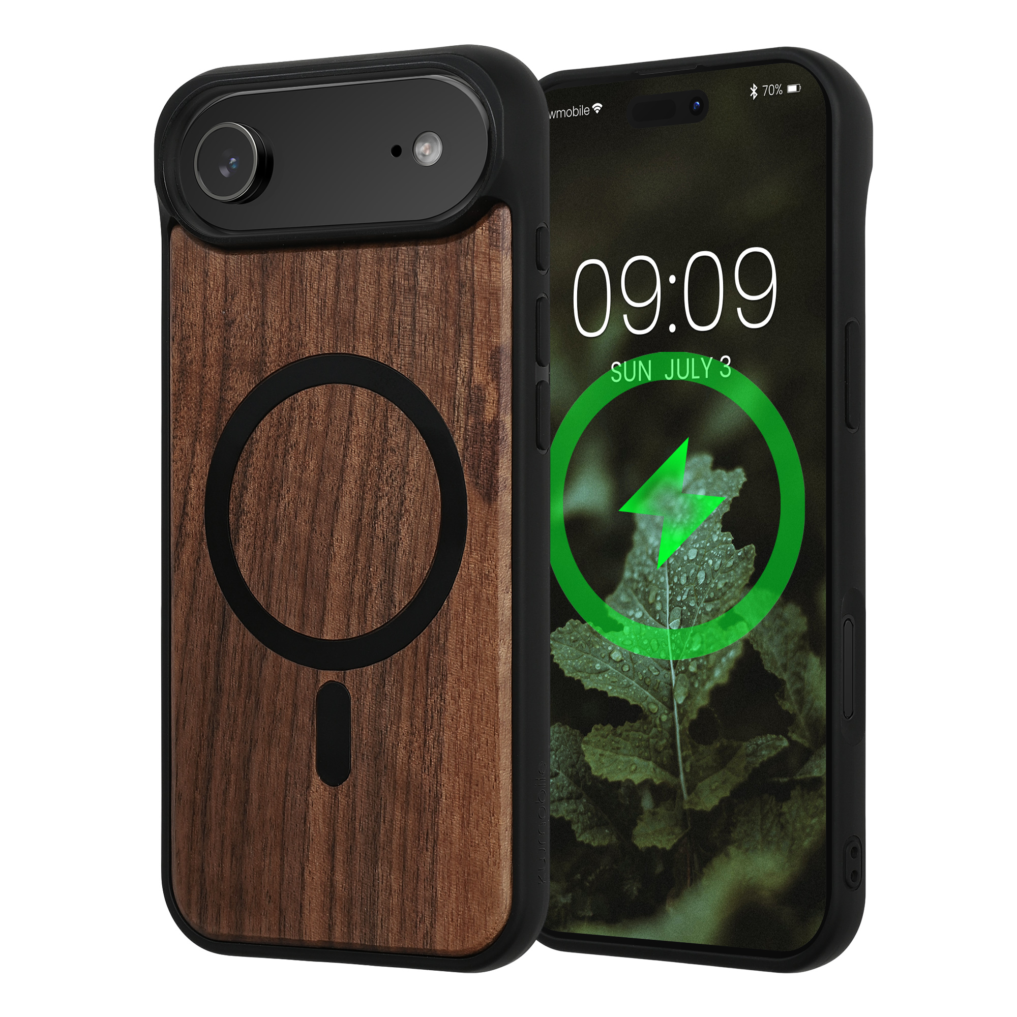 kwmobile kryt pro Apple iPhone Air - pro Apple iPhone Air - Shock Absorbing TPU Phone obal - Edge Protection - tmavě hnědá / černá wood