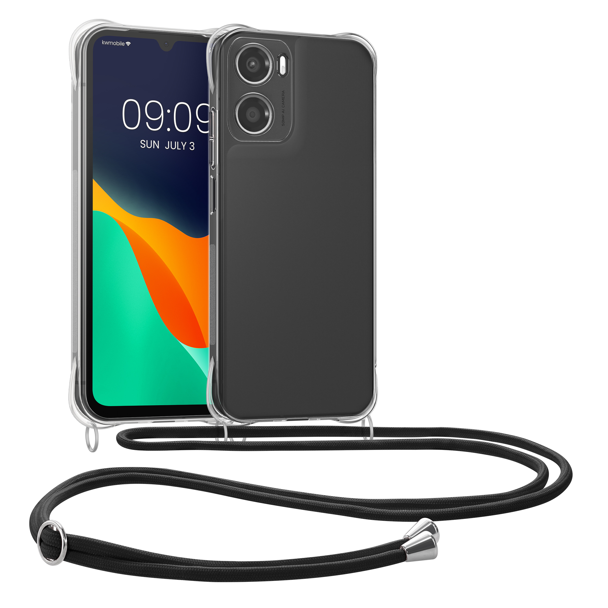 Kryt s popruhem kwmobile pro Motorola Moto G06 - Černá / transparentní