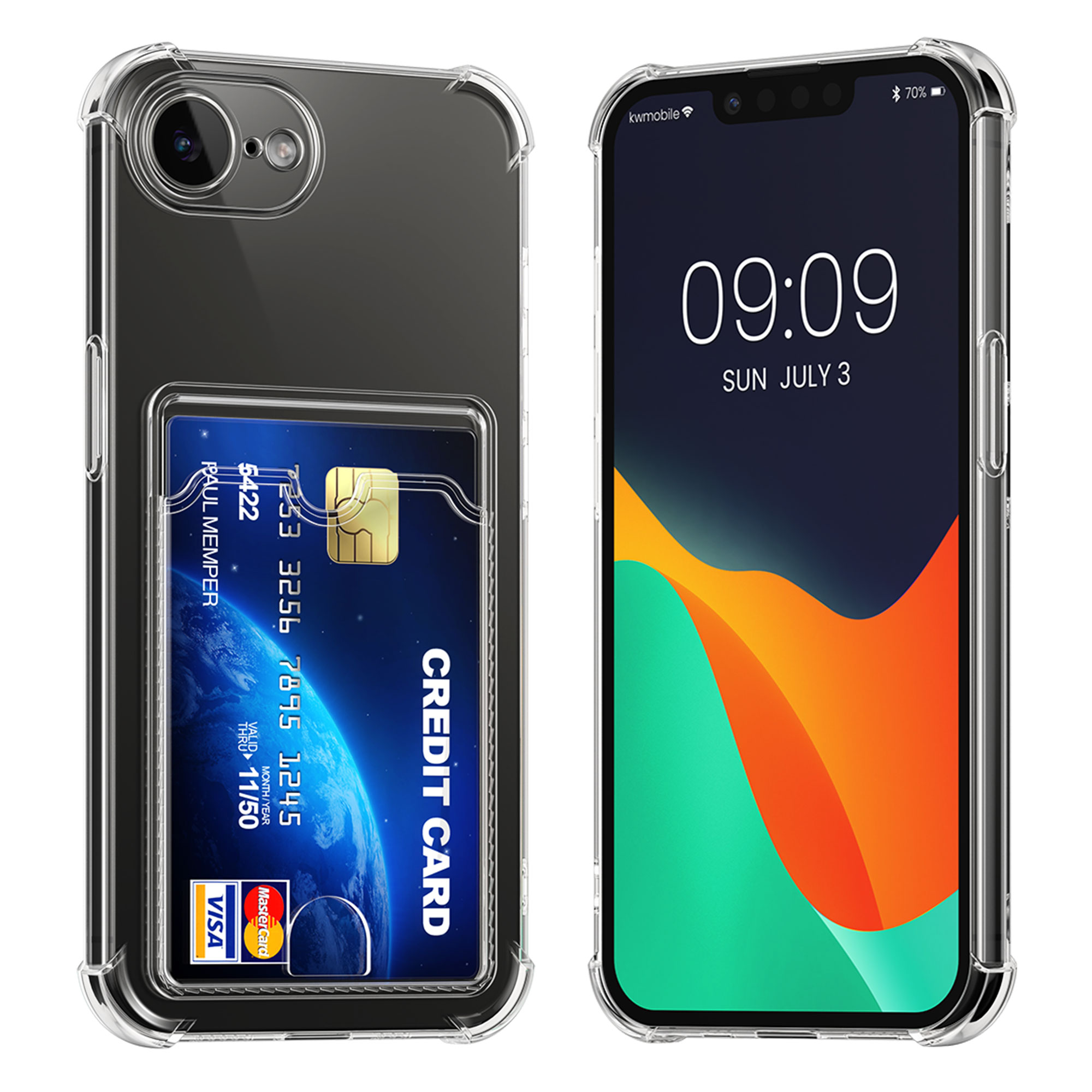 TPU pouzdro s kapsou na kartu pro Apple iPhone 17e / iPhone 16e kwmobile kapsa na kartu - transparentní