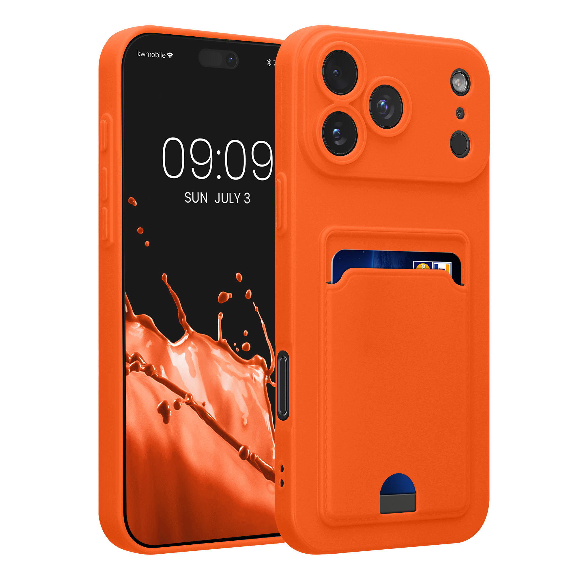 Pouzdro na sluchátka Kwmobile se 2 kapsami - oranžová