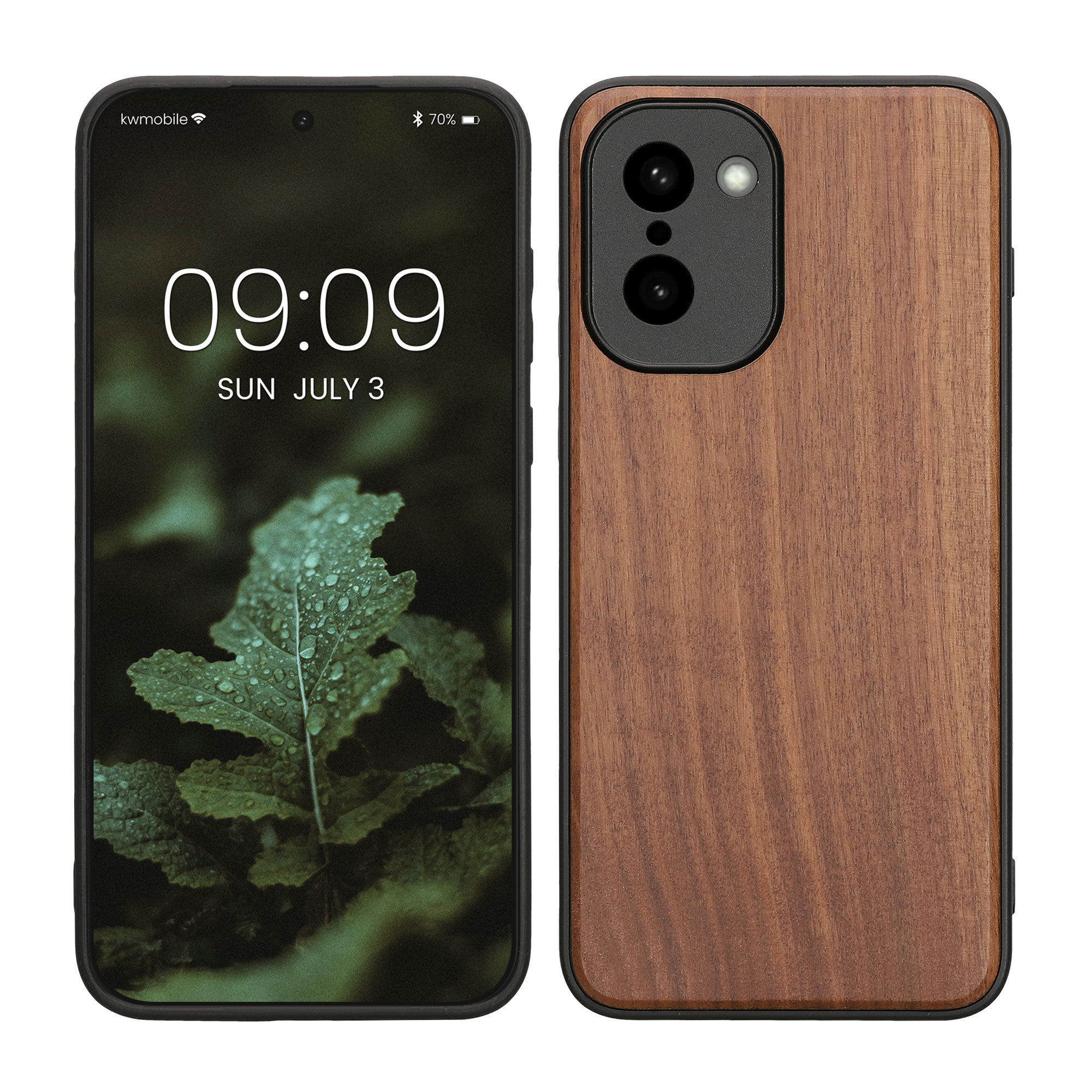 Dřevěné pouzdro pro OnePlus 15R kwmobile - tvrdý obal v tmavě hnědé barvě