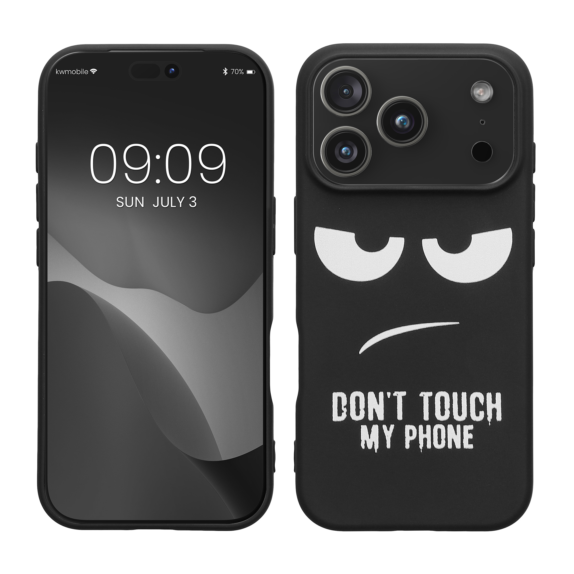 TPU silikonové pouzdro pro Apple iPhone 18 Pro / iPhone 17 Pro kwmobile - bílá „nesahej na můj telefon“ / černá