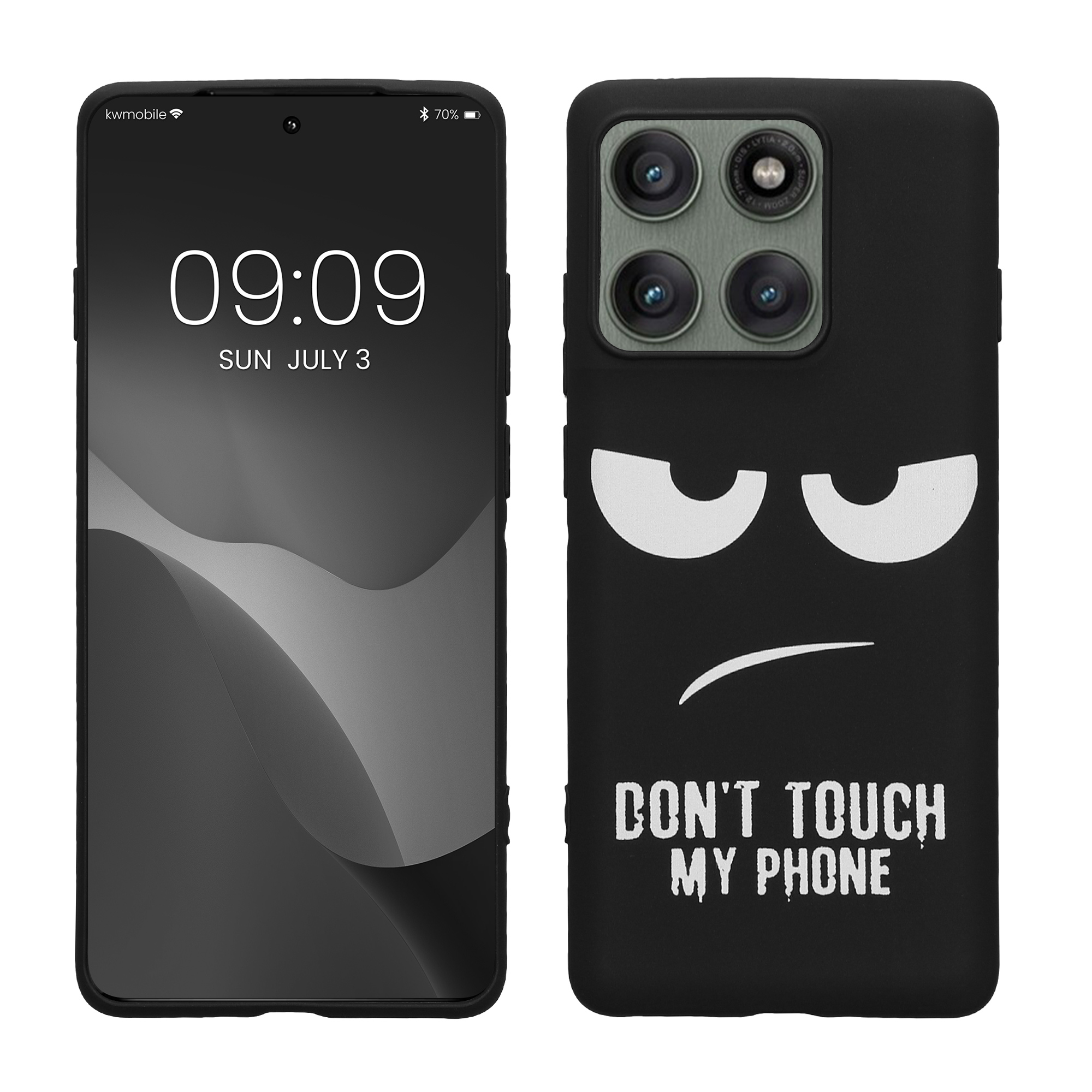TPU silikonové pouzdro pro Motorola Edge 60 Pro kwmobile - bílá „nesahej na můj telefon“ / černá