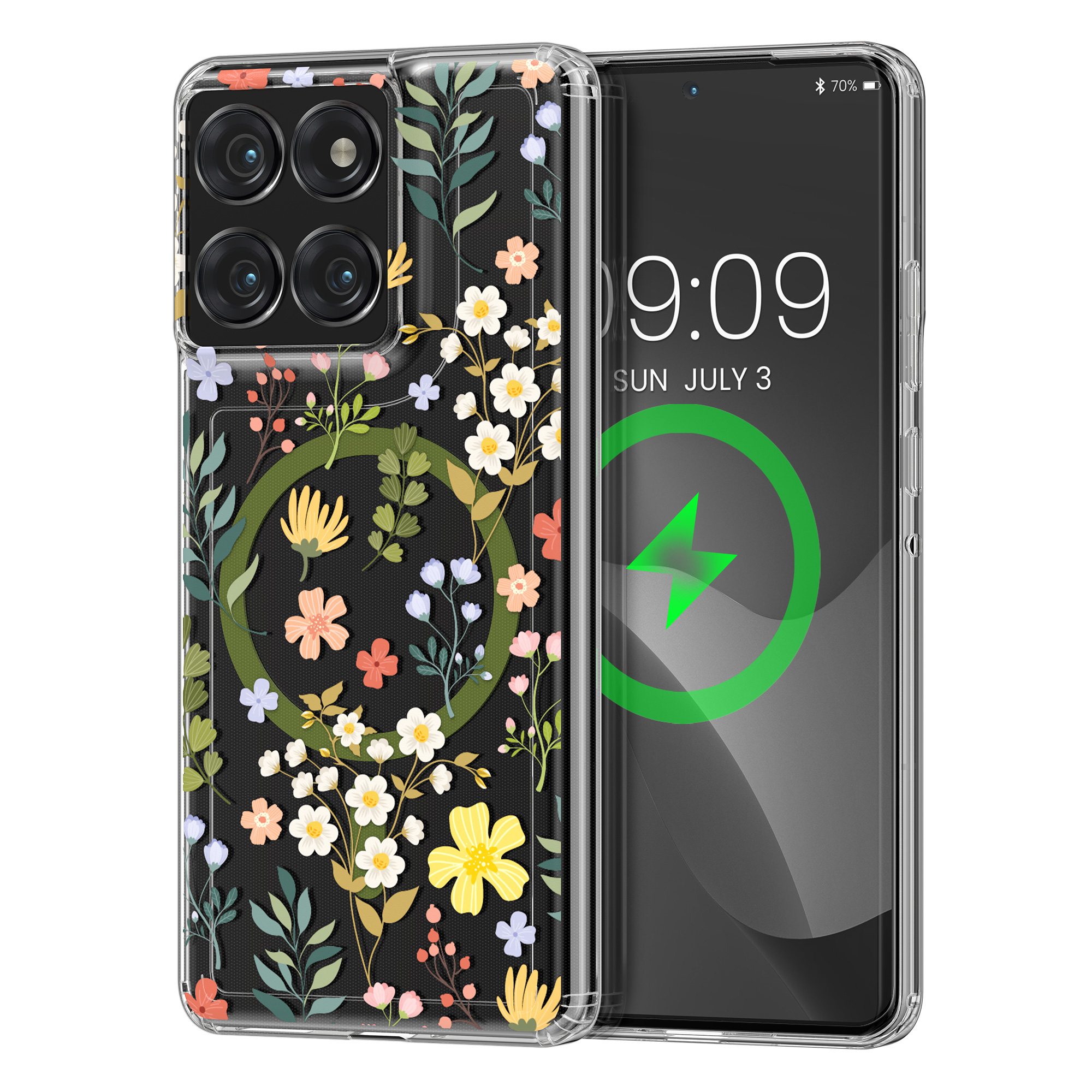 Čiré pouzdro na telefon pro Motorola Edge 60 Pro kwmobile MagSafe TPU - motiv okouzlující květiny