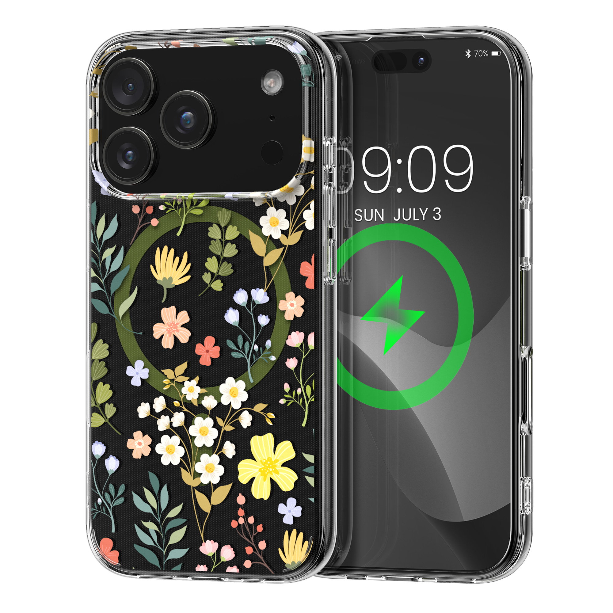 Čiré pouzdro na telefon pro Apple iPhone 18 Pro / iPhone 17 Pro kwmobile MagSafe TPU - motiv okouzlující květiny