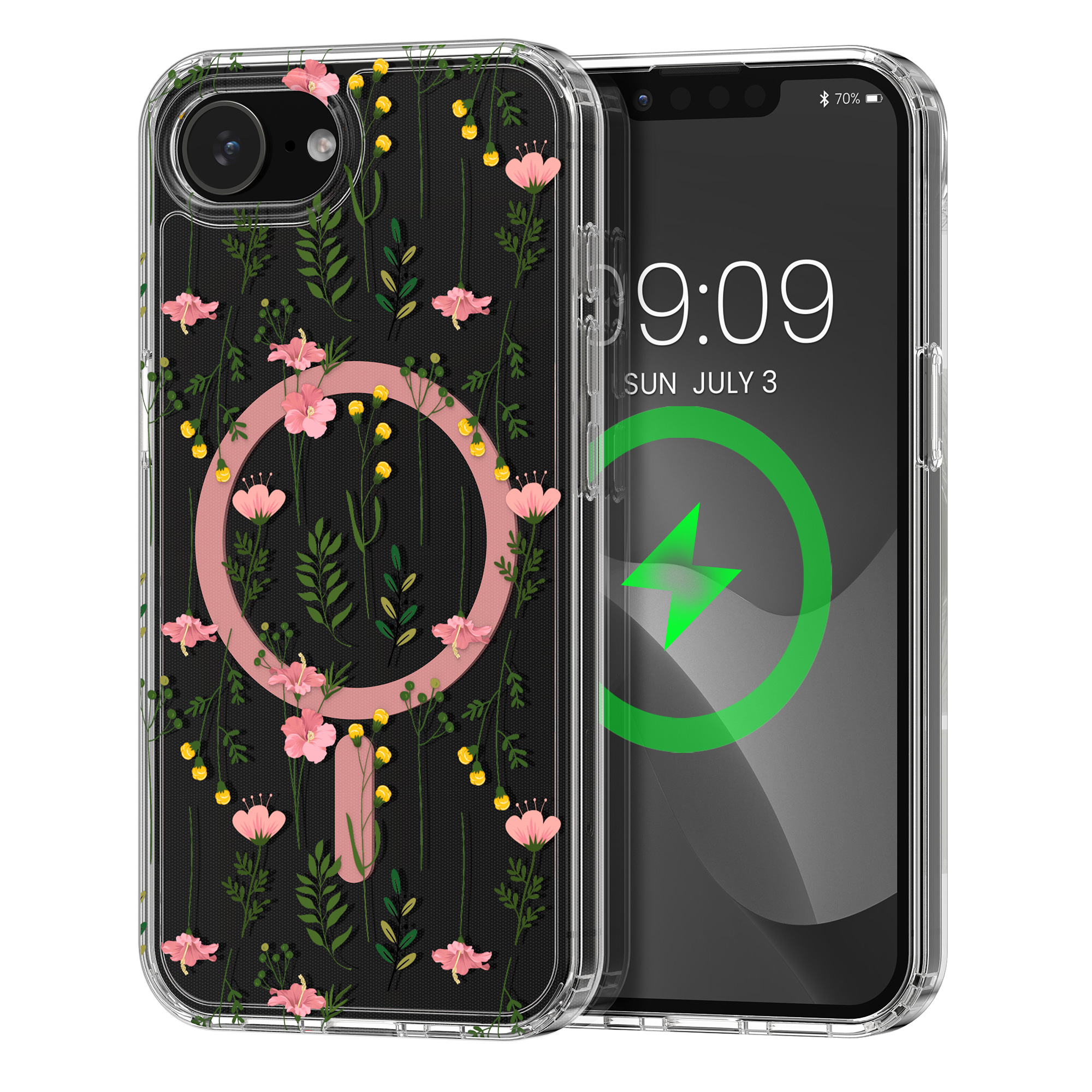 Čiré pouzdro na telefon pro Apple iPhone 17e / iPhone 16e kwmobile MagSafe TPU - motiv nenápadné polní květiny
