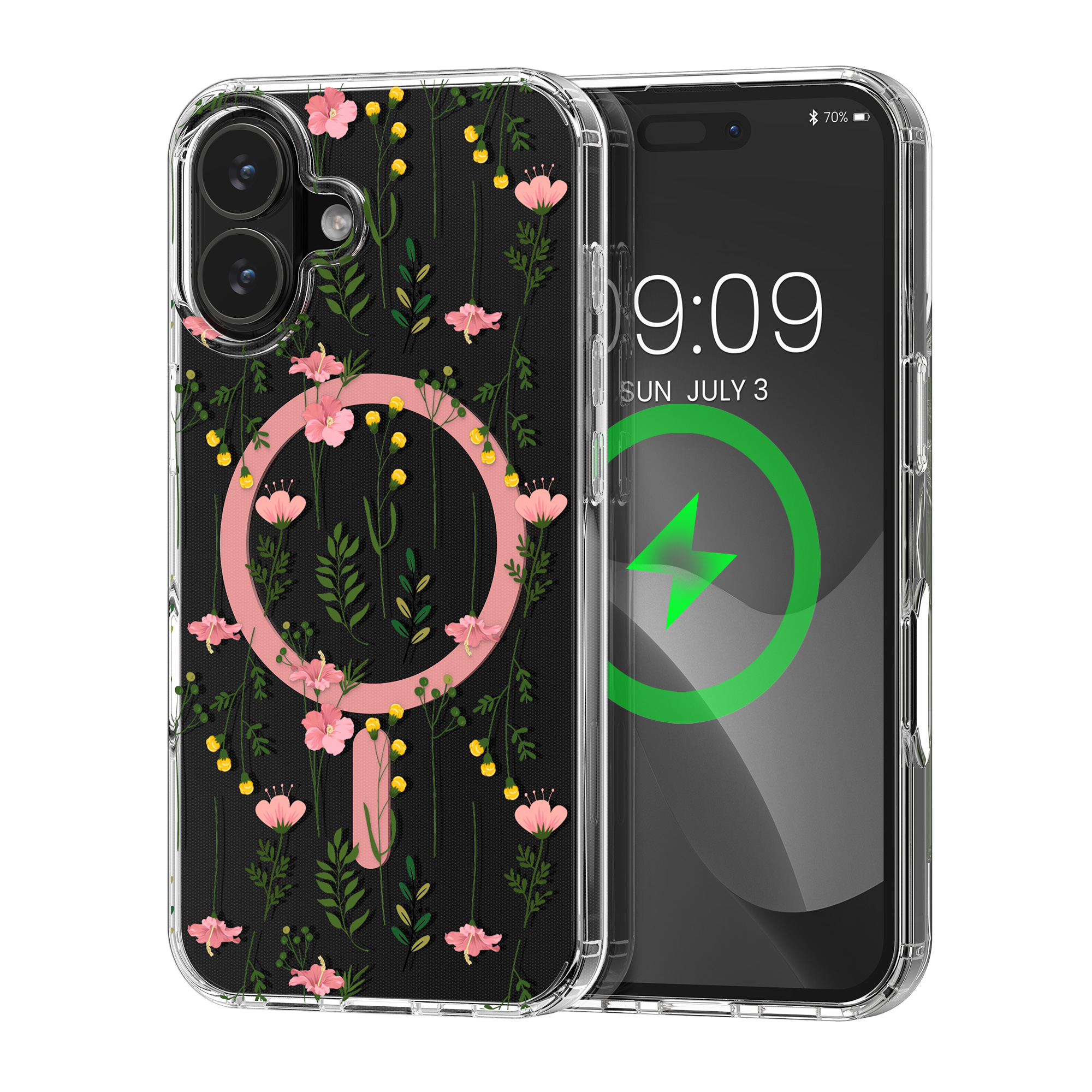 Čiré pouzdro na telefon pro Apple iPhone 16 kwmobile MagSafe TPU - motiv nenápadné polní květiny
