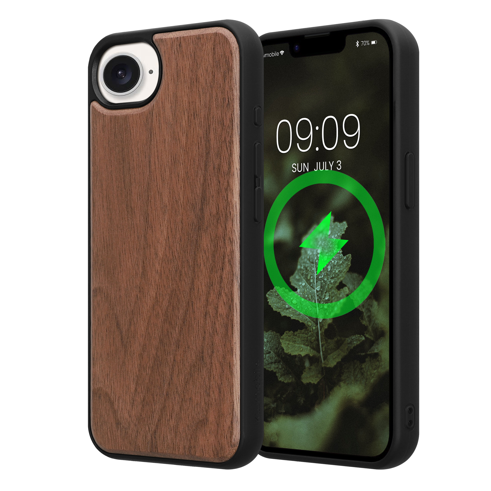 Ochranné pouzdro z pravého dřeva pro Apple iPhone 17e / iPhone 16e kwmobile dřevěné - dřevo, tmavě hnědá