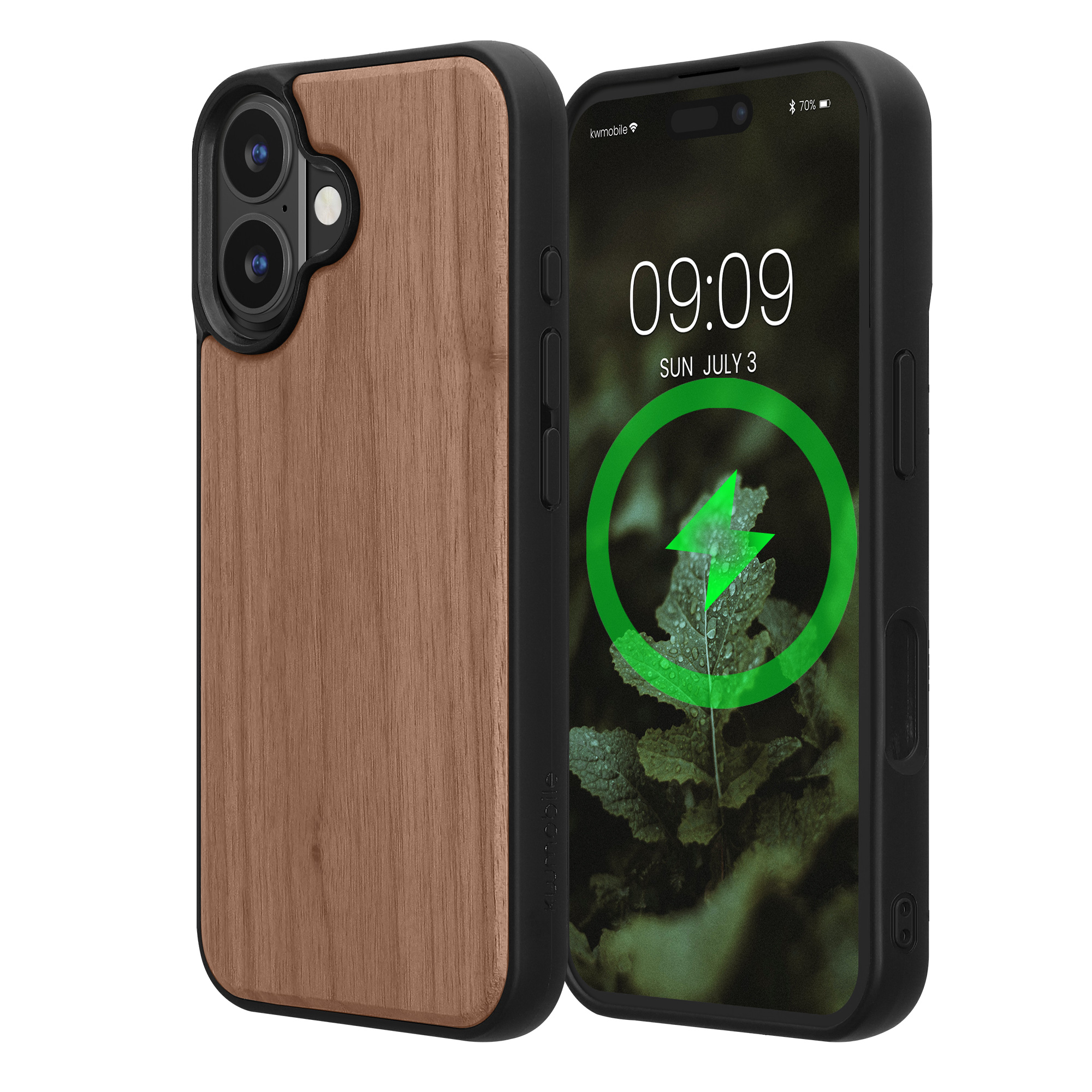 Ochranné pouzdro z pravého dřeva pro Apple iPhone 16 kwmobile dřevěné - dřevo, tmavě hnědá