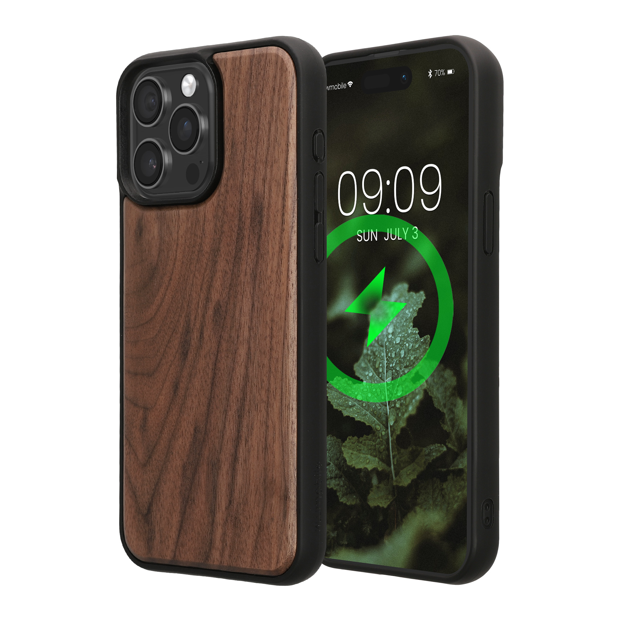 Ochranné pouzdro z pravého dřeva pro Apple iPhone 15 Pro Max kwmobile dřevěné - dřevo, tmavě hnědá