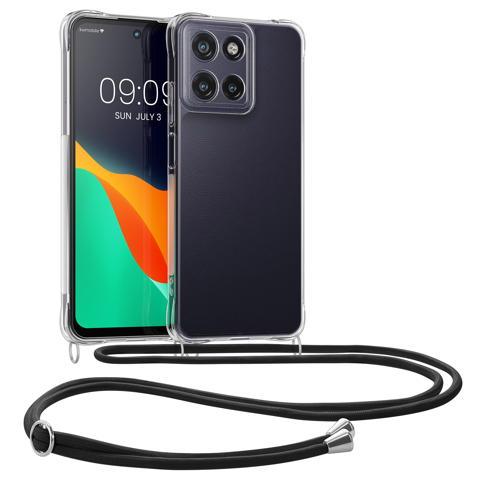 Pouzdro s popruhem (crossbody) pro Motorola Moto G15 / G15 Power/ G17 / G17 Power kwmobile TPU - transparentní