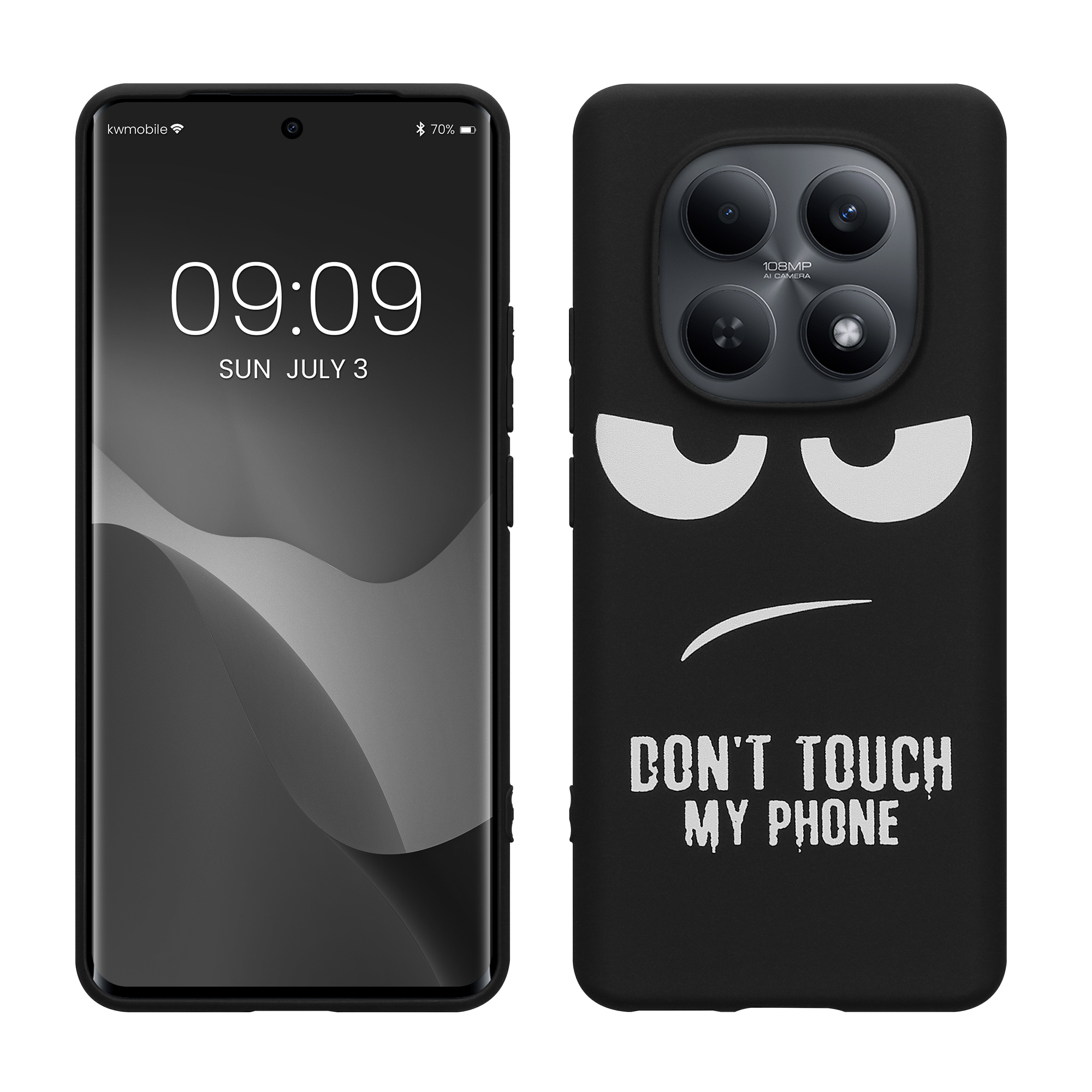 TPU silikonové pouzdro pro Xiaomi Redmi Note 15 4G / 5G / Poco M8 5G kwmobile - bílá „nesahej na můj telefon“ / černá