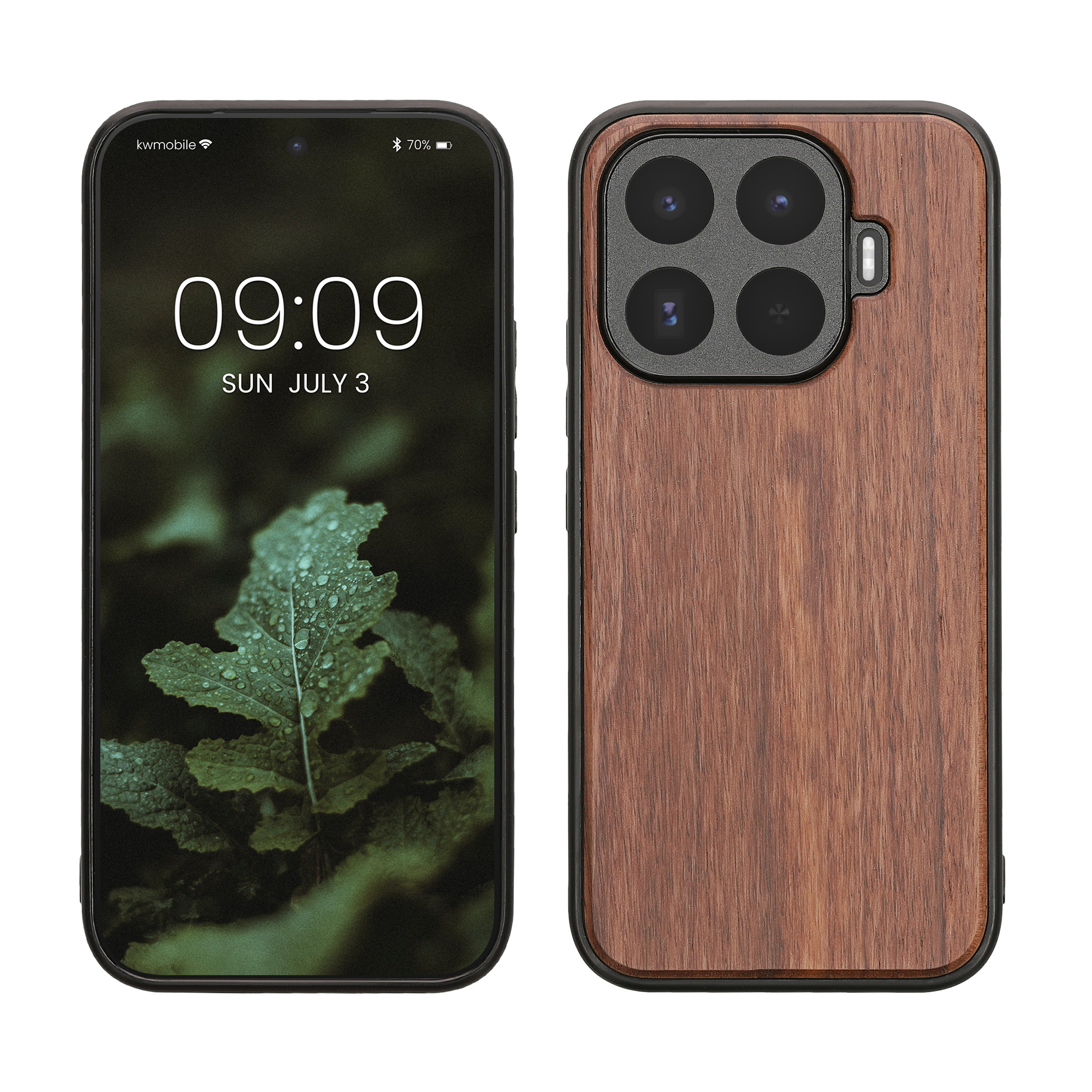 Dřevěné pouzdro pro Xiaomi 17T kwmobile - tvrdý obal v tmavě hnědé barvě