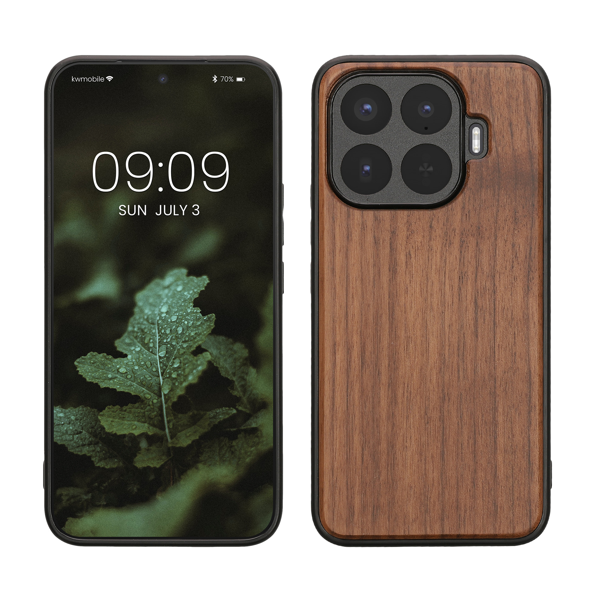 Dřevěný kryt pro Xiaomi 17T Pro s nárazuvzdorným TPU rámečkem kwmobile ‑ tmavě hnědá