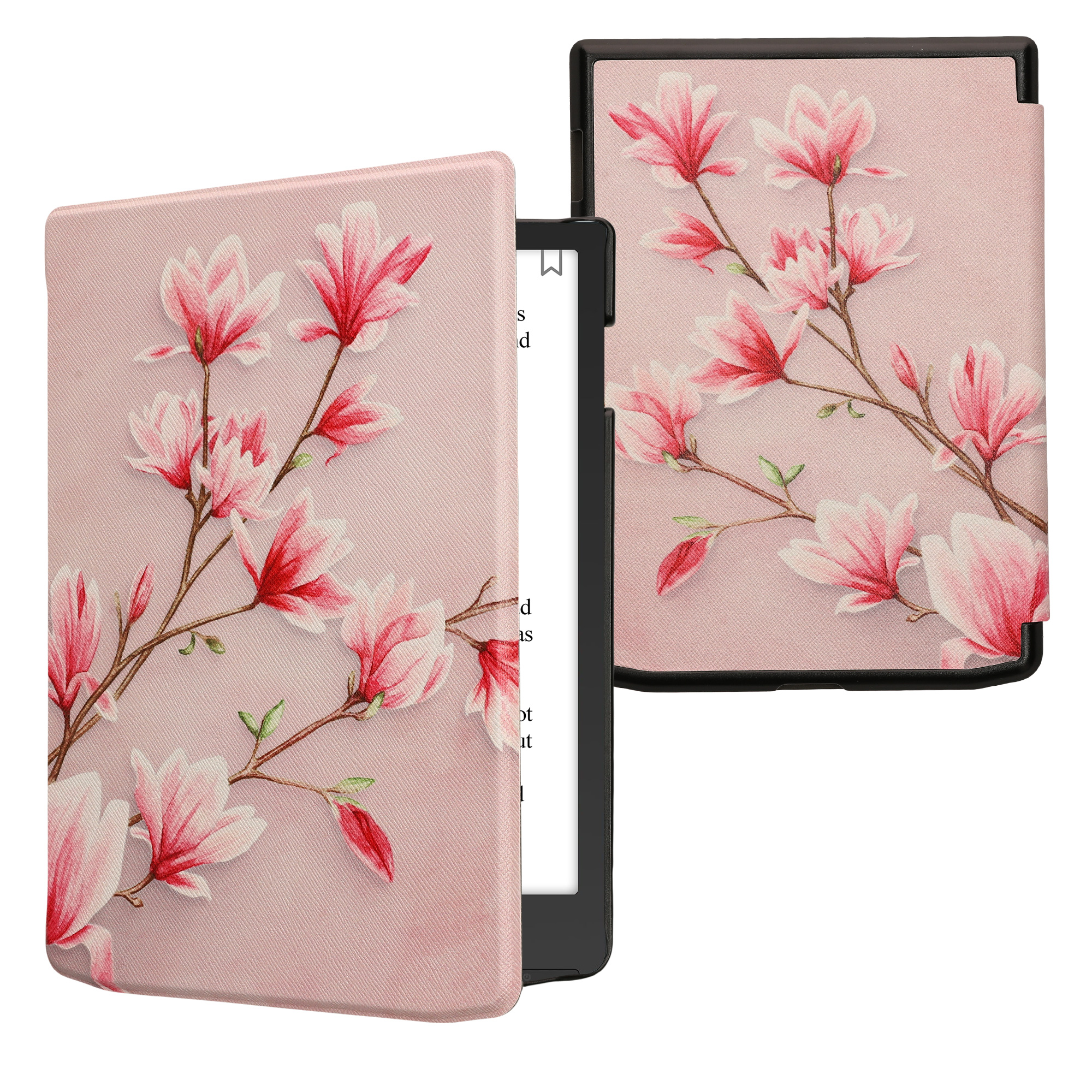 Pouzdro na čtečku kwmobile pro Pocketbook InkPad 4 / Color 3 / Color… - Magnolias Pink / bílá / pudrově růžová