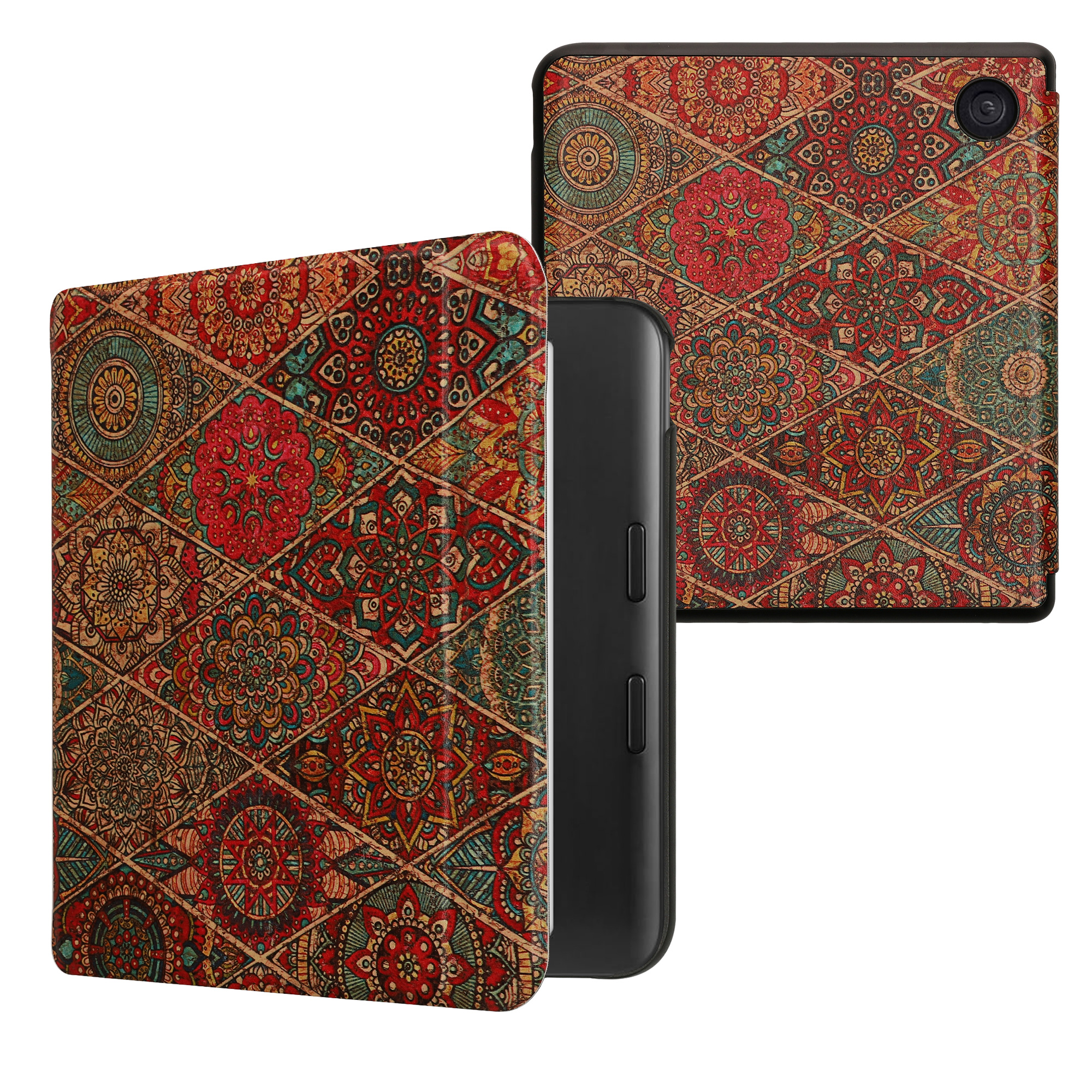 Obal pro Kobo Libra Colour kwmobile - motiv zlomky s tmavě růžová / červená / modrá