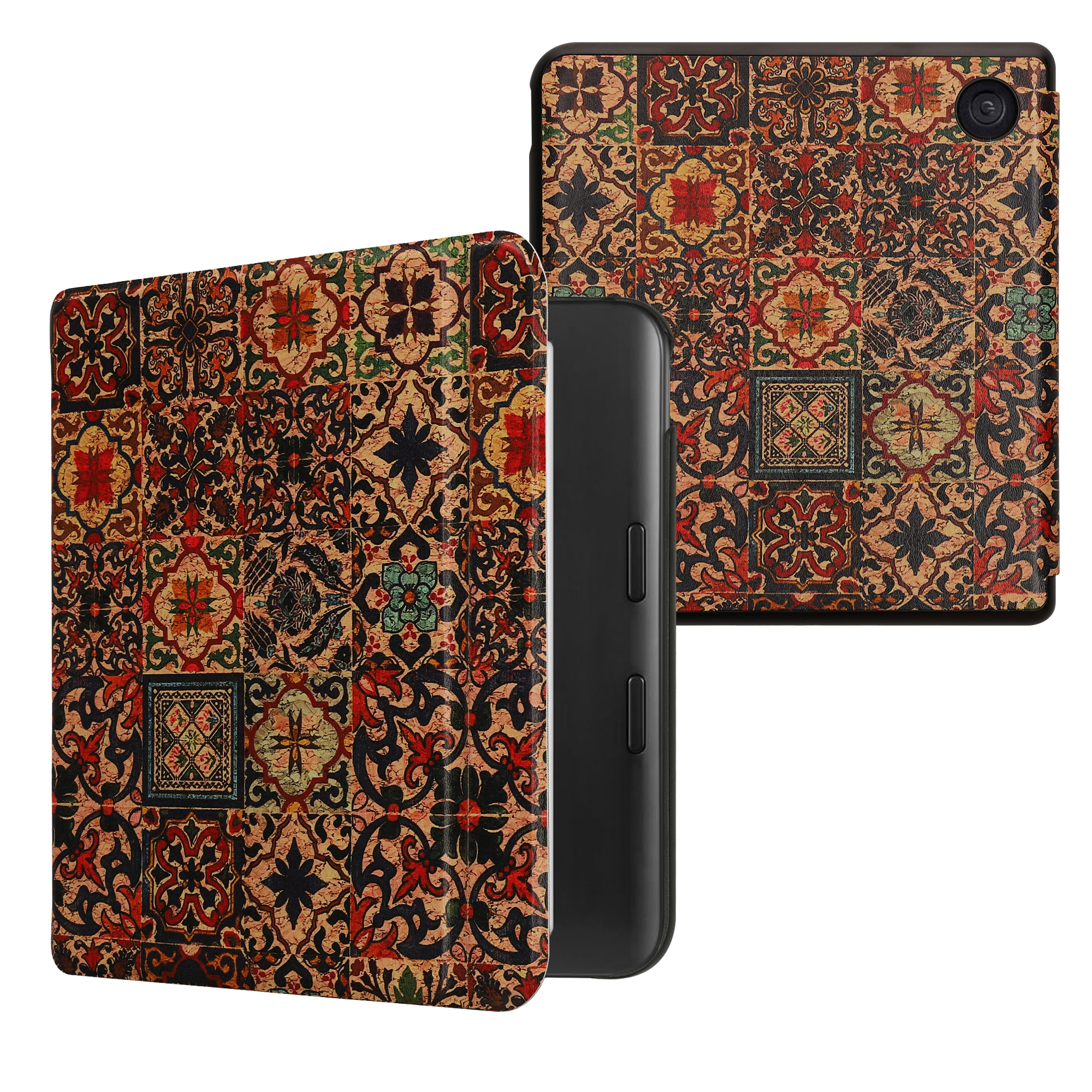 Obal pro Kobo Libra Colour kwmobile - vzor s hnědá / modrá / červená