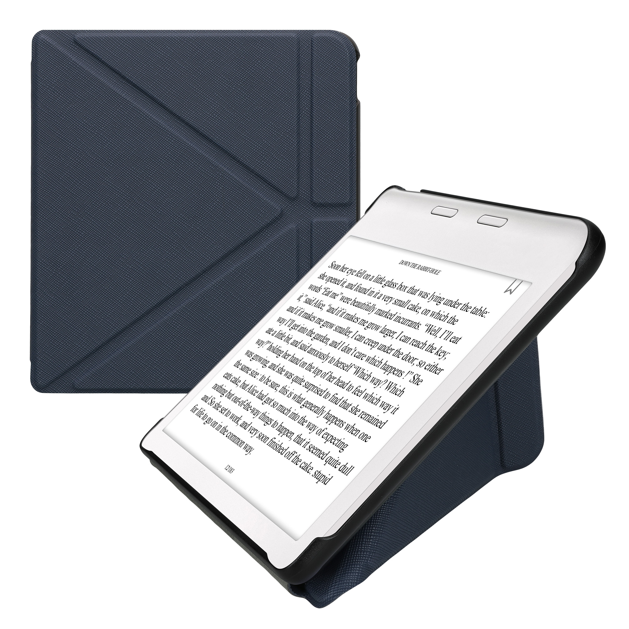 Obal pro Kobo Libra Colour kwmobile se stojánkem tenké z eko kůže - tmavě modrá