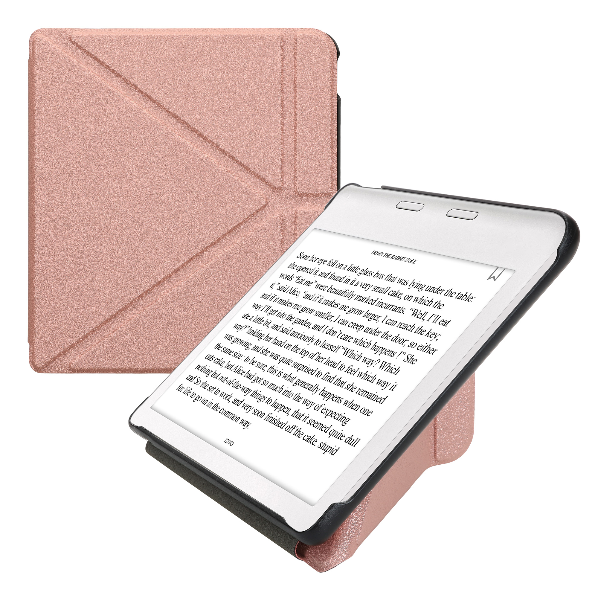 Obal pro Kobo Libra Colour kwmobile se stojánkem tenké z eko kůže - růžové zlato