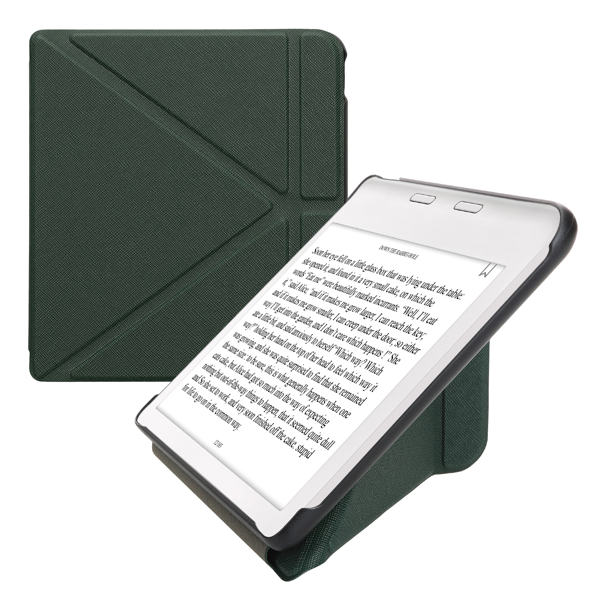 Obal pro Kobo Libra Colour kwmobile se stojánkem tenké z eko kůže - tmavě zelená