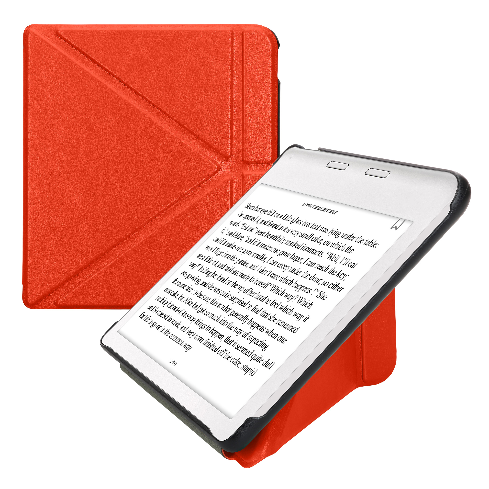 Obal pro Kobo Libra Colour kwmobile se stojánkem tenké z eko kůže - oranžová
