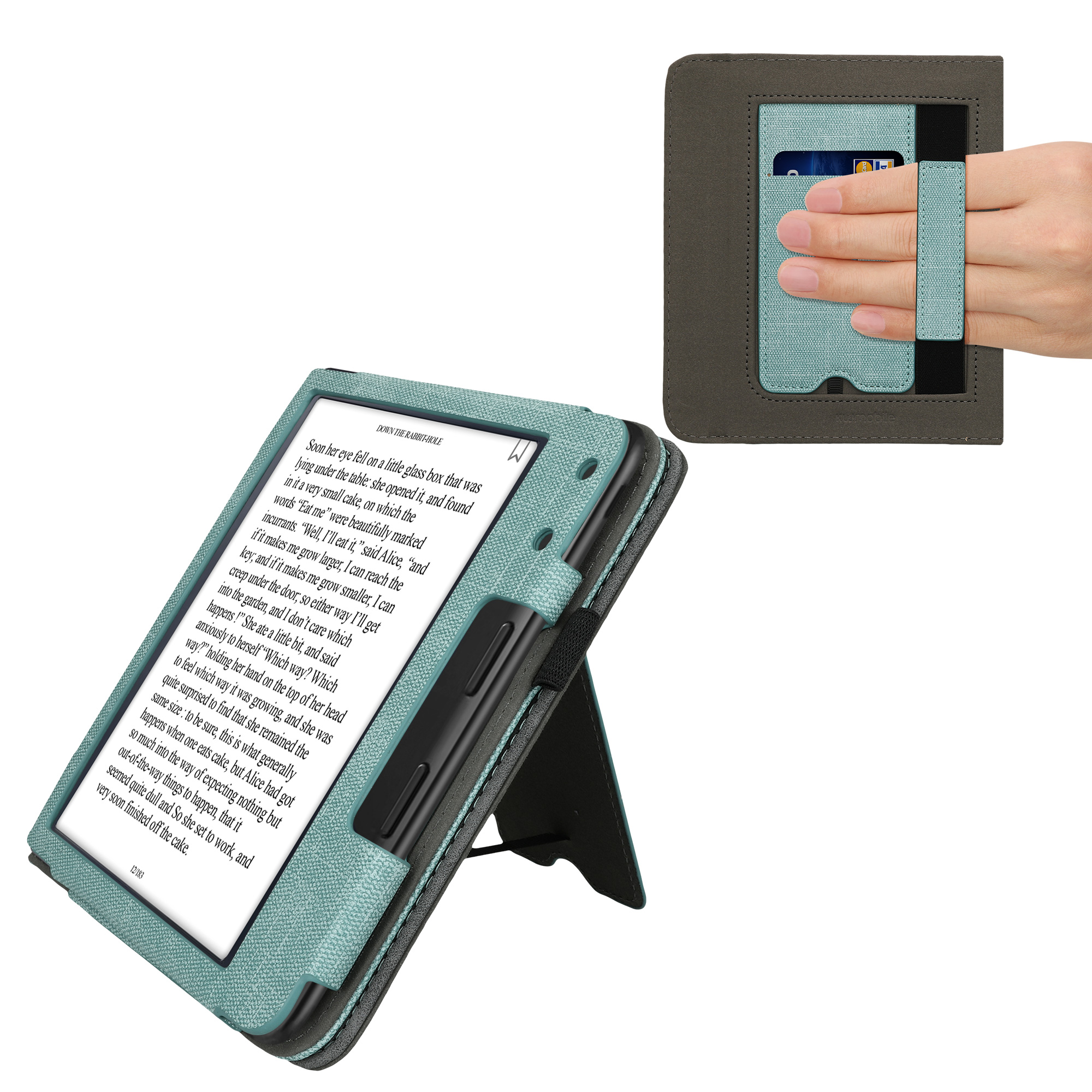 kwmobile pouzdro na čtečku Kobo Libra Colour Cover, mint / tmavě šedá