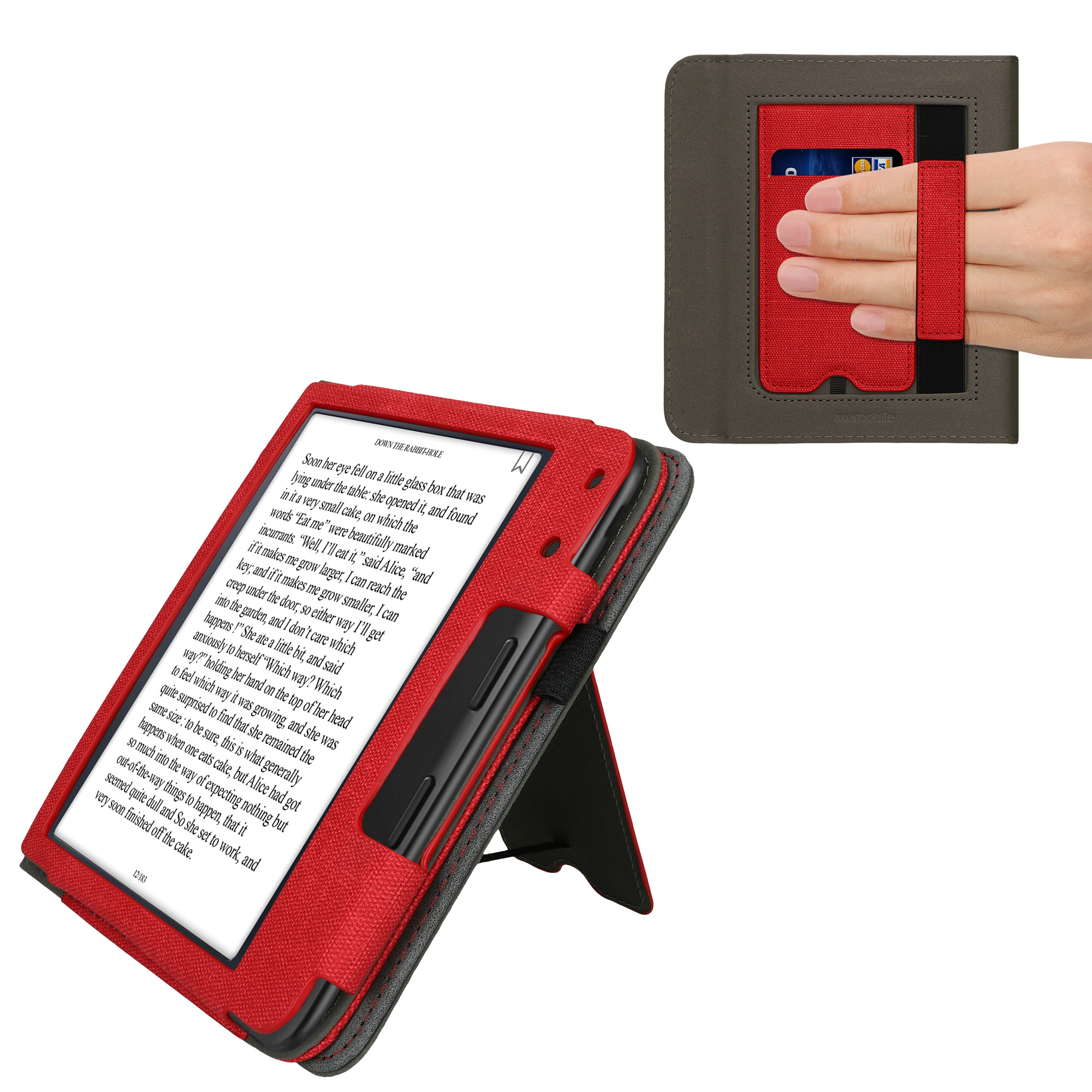 kwmobile pouzdro na čtečku Kobo Libra Colour Cover, červená / tmavě šedá