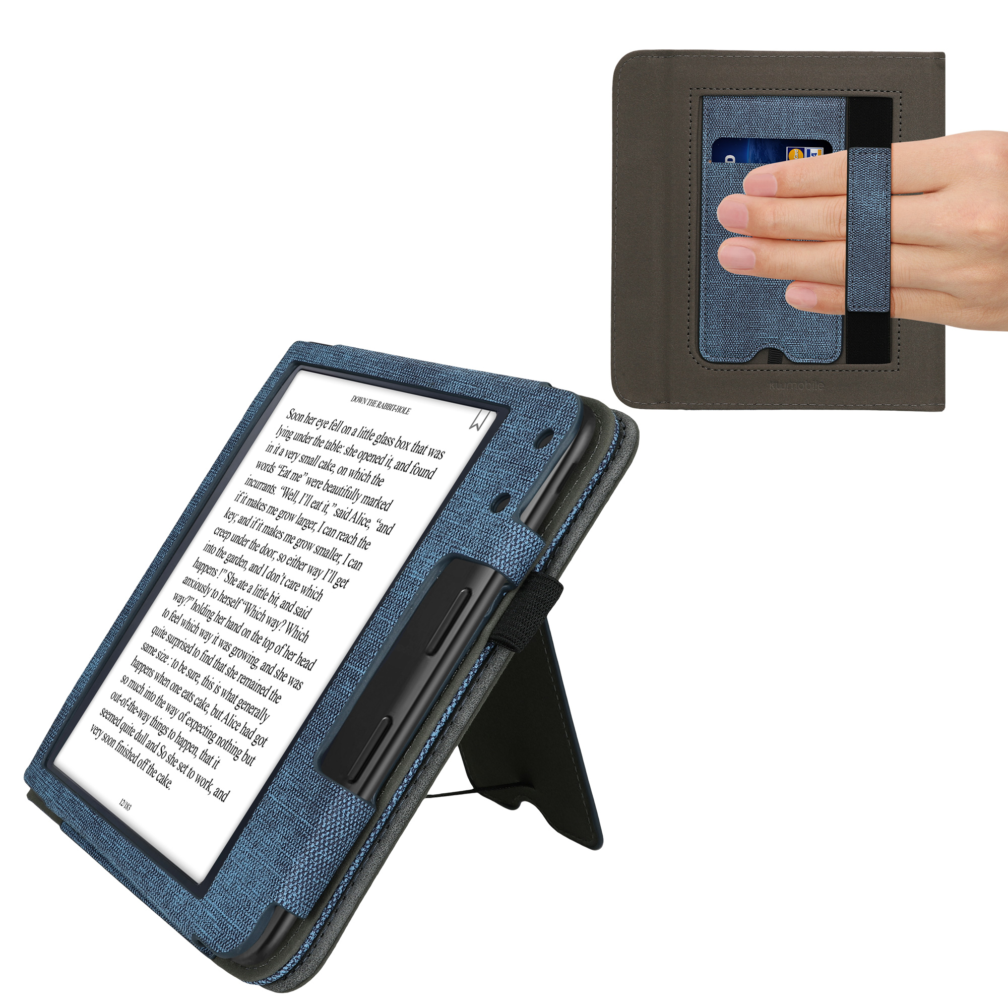 kwmobile pouzdro na čtečku Kobo Libra Colour Cover, tmavě modrá / tmavě šedá