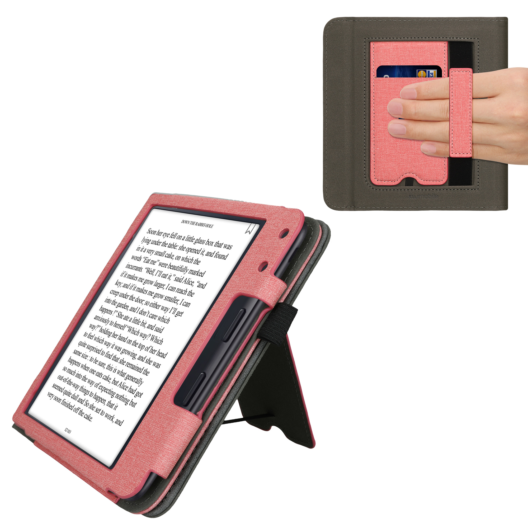 kwmobile pouzdro na čtečku Kobo Libra Colour Cover, růžová / tmavě šedá