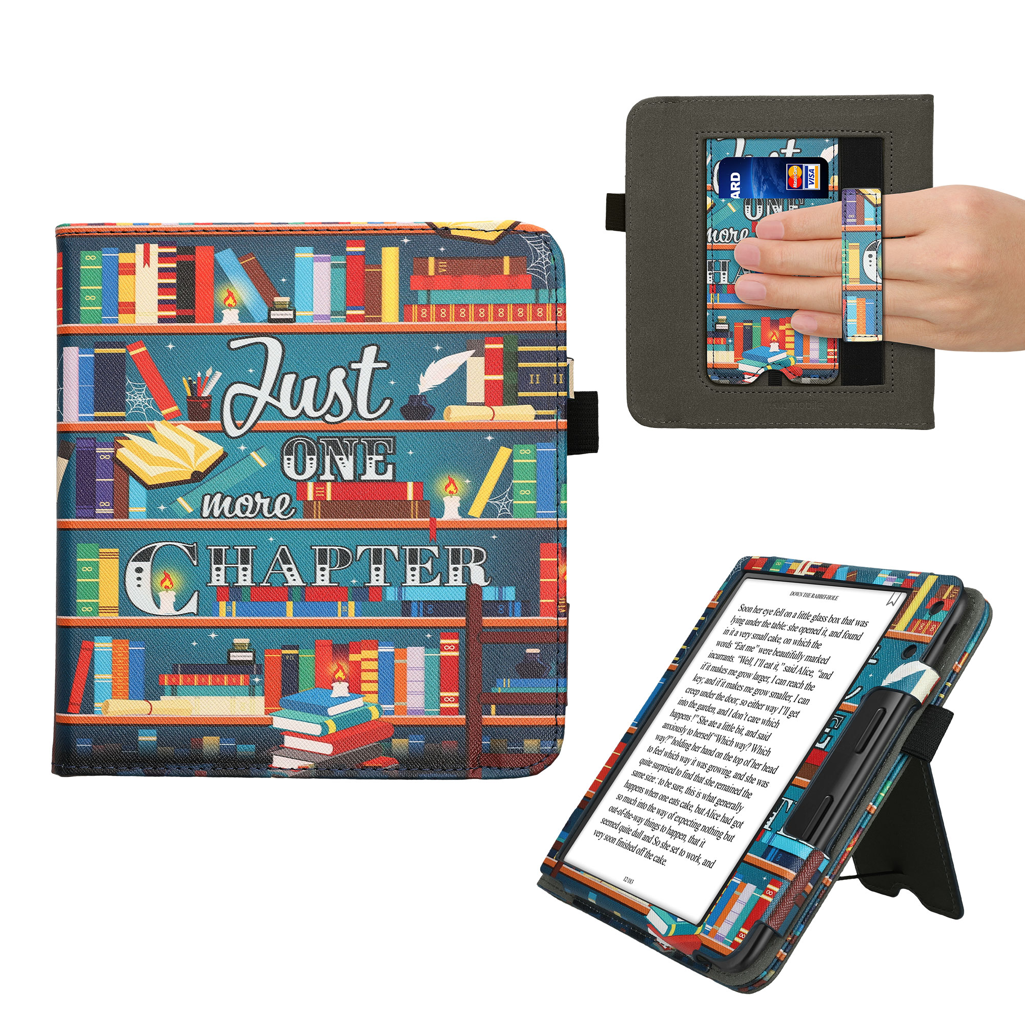 kwmobile pouzdro na čtečku Kobo Libra Colour, Library Motto vícebarevná