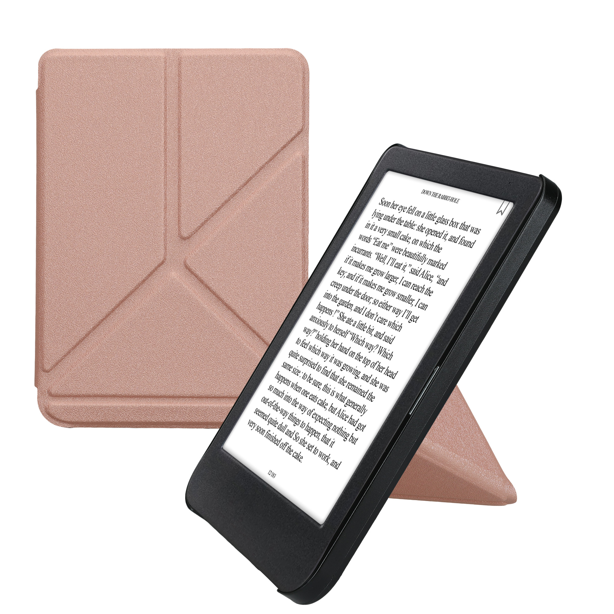 Slim PU pouzdro na čtečku Kobo Clara BW/Colour rose gold se stojánkem