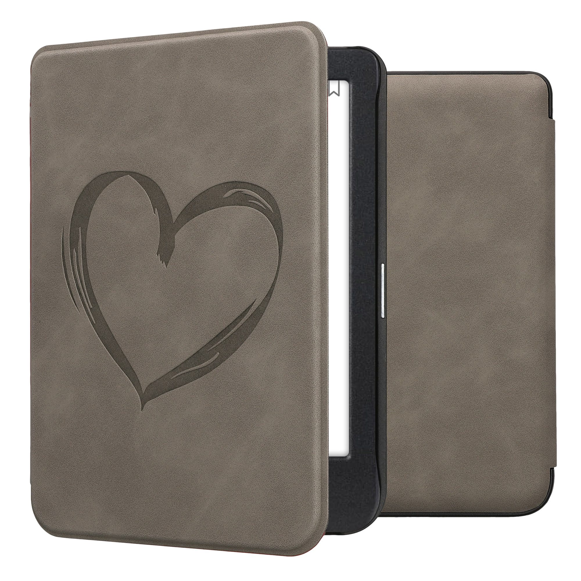 Flip pouzdro na čtečku s magnetem Kobo Clara BW/Colour Brushed Heart šedé se stojánkem