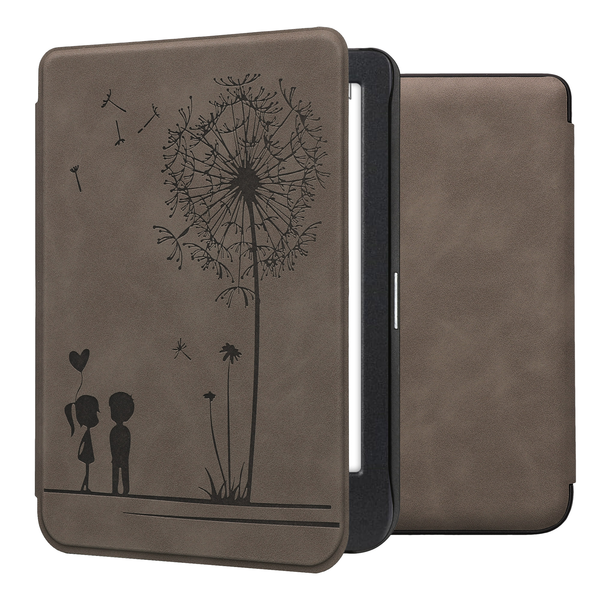 Flip pouzdro na čtečku s magnetem Kobo Clara BW/Colour Dandelion Love šedé se stojánkem