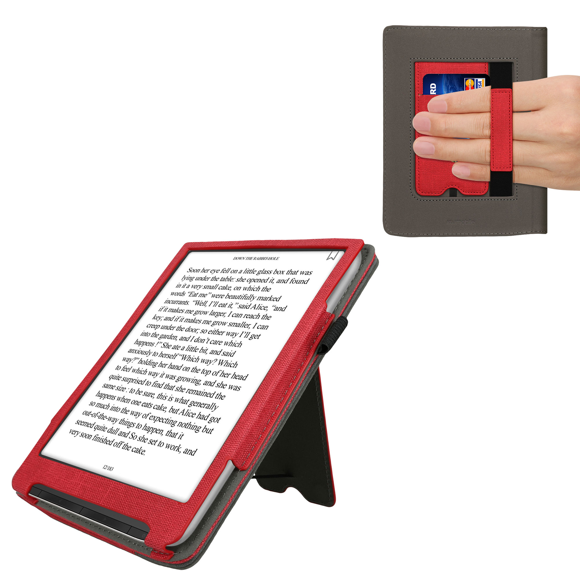 Pouzdro na čtečku kwmobile pro Pocketbook InkPad 4 / Color 3 / Color… - červená / tmavě šedá