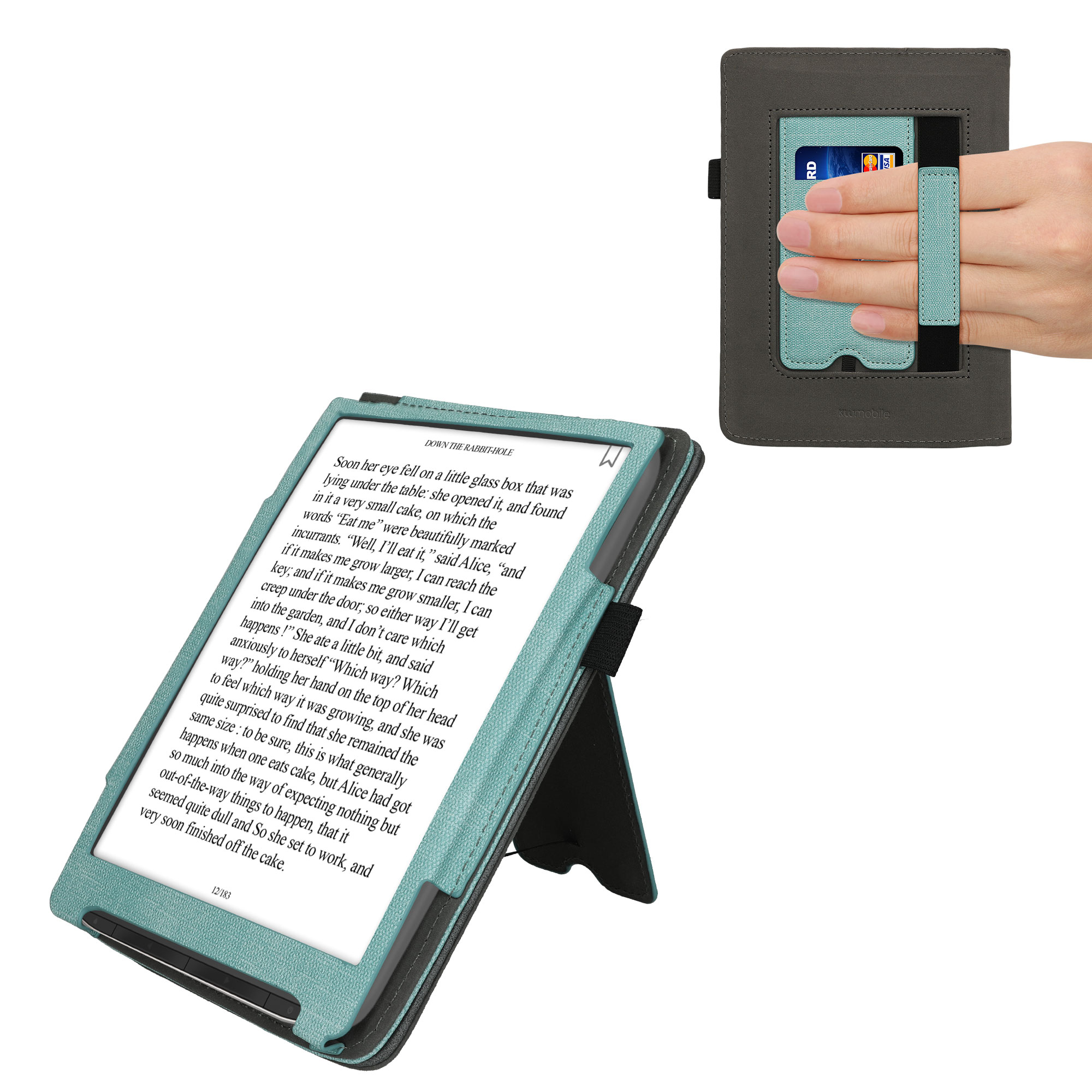 Pouzdro na čtečku kwmobile pro Pocketbook InkPad 4 / Color 3 / Color… - mátová / tmavě šedá
