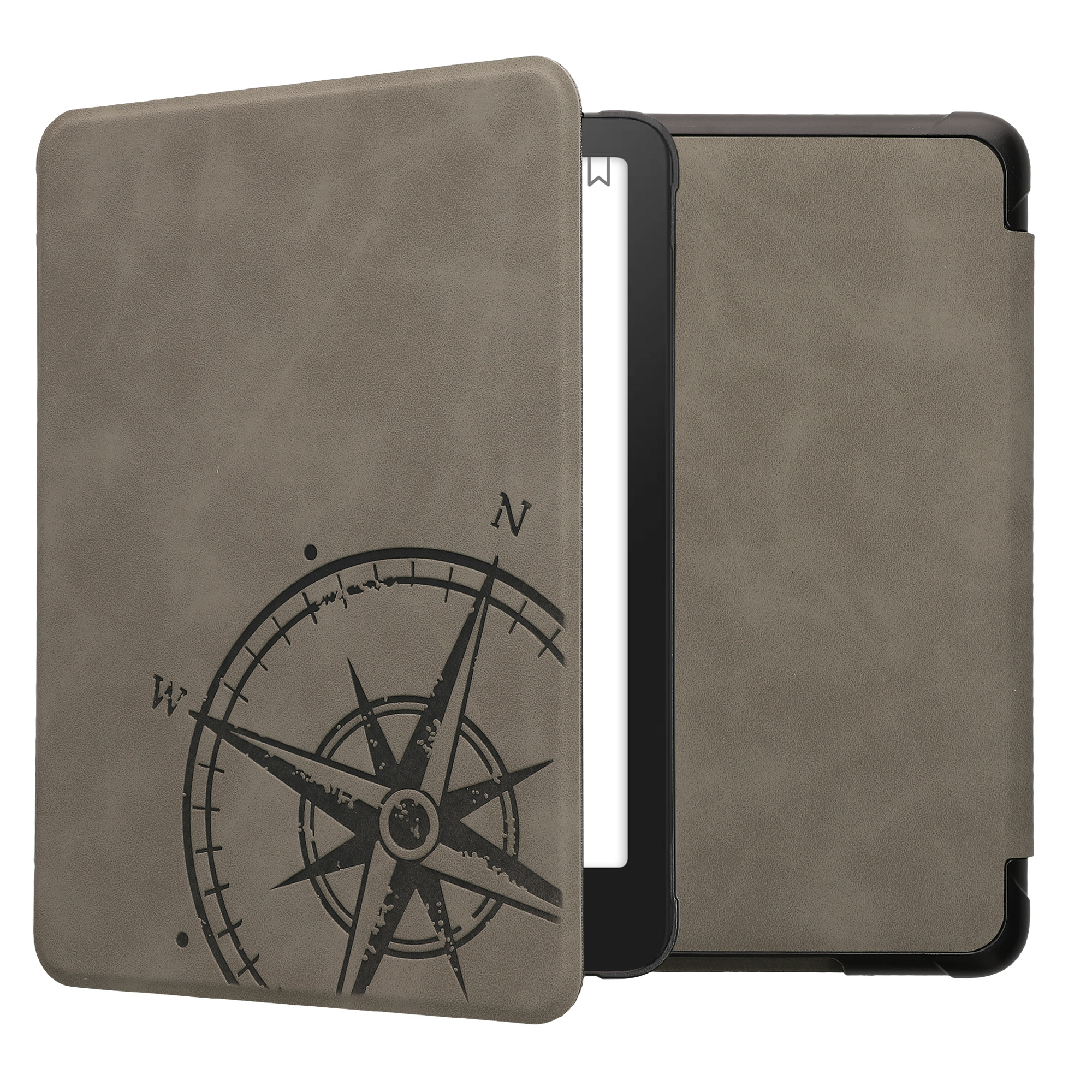 Pouzdro na čtečku kwmobile Kindle Paperwhite 2024 / Colorsoft - Navigational Compass - šedá